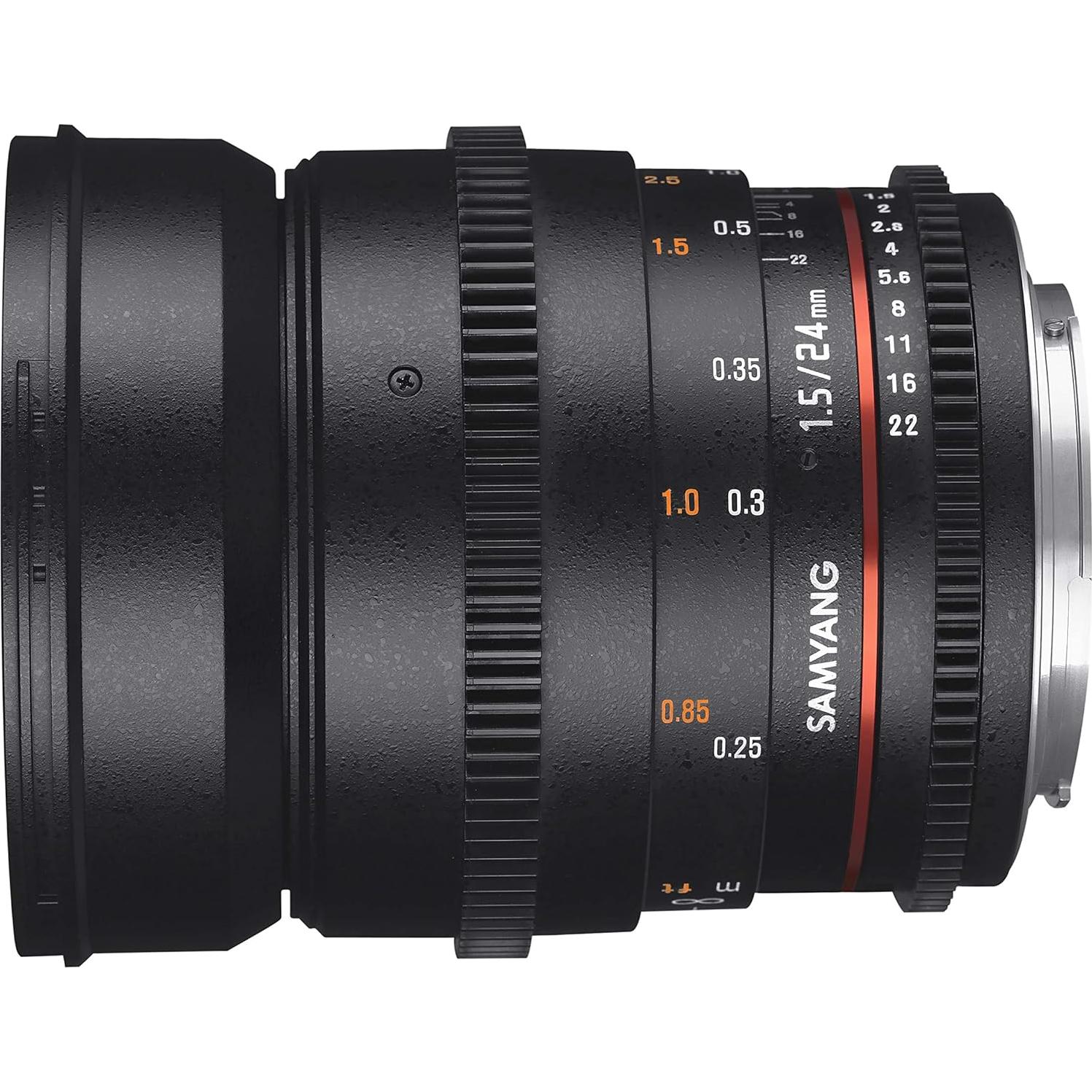 Lente Cine Gran Angular Samyang 24mm T1.5 para Sony NEX