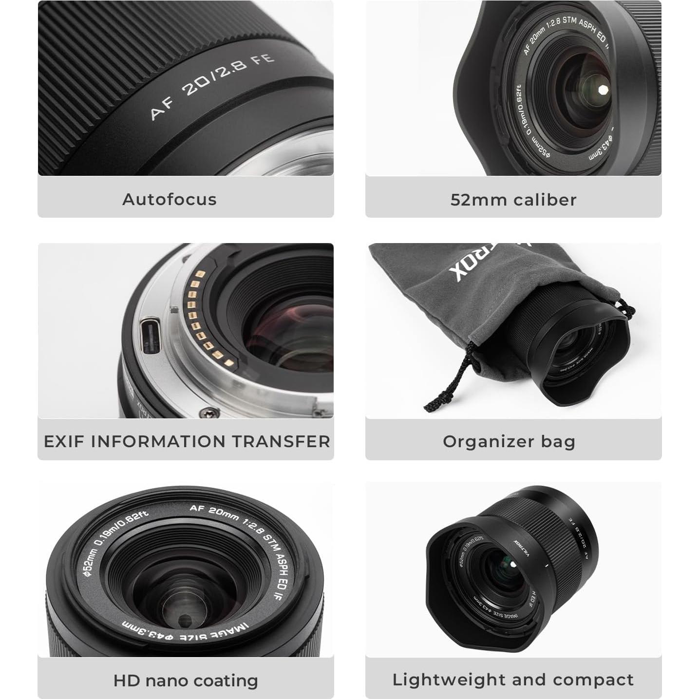 Lente Gran Angular Viltrox 20mm F2.8 Autofocus para Sony E-Mount