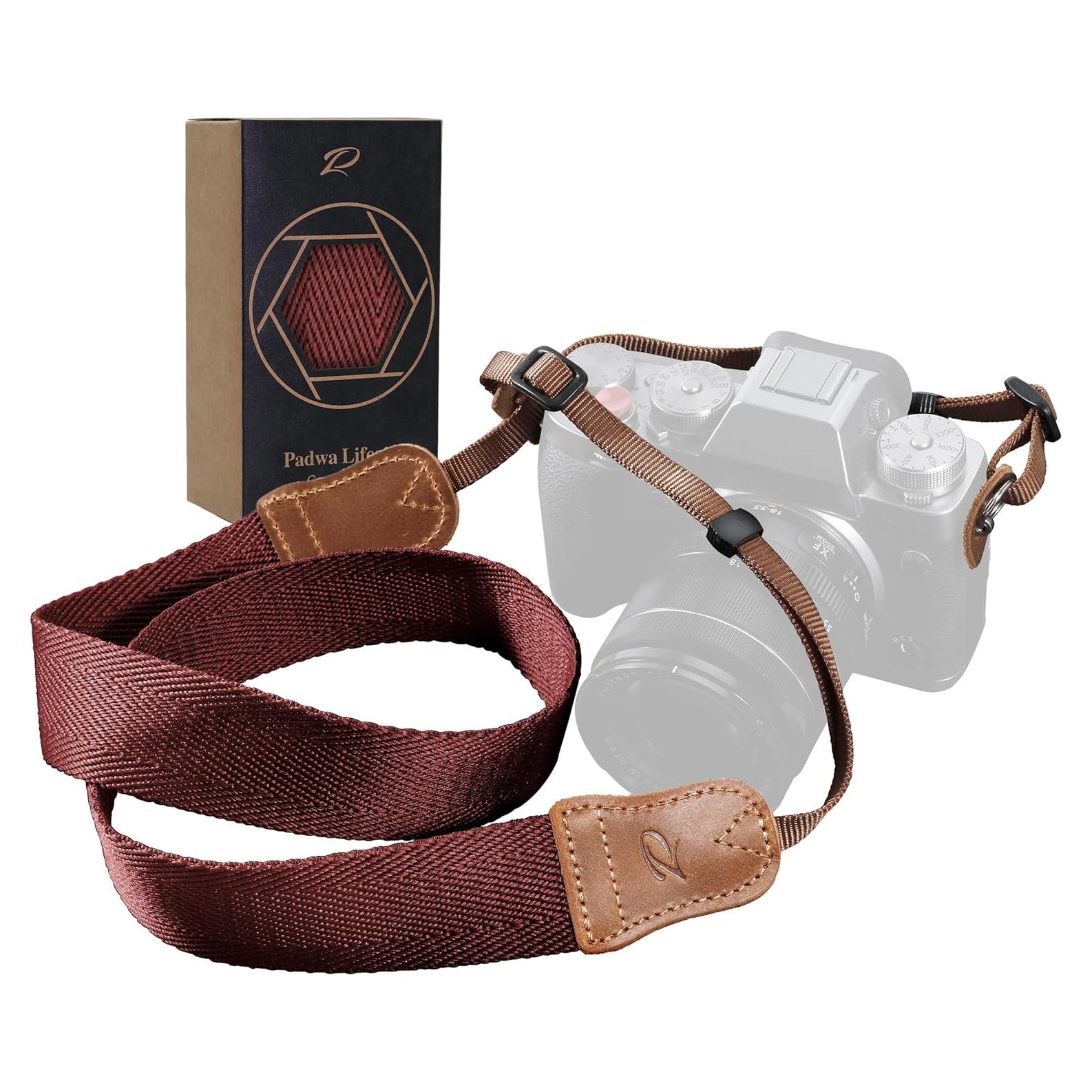 Correa para cámara Padwa Lifestyle Rojo Burdeos 3.8 cm Ajustable