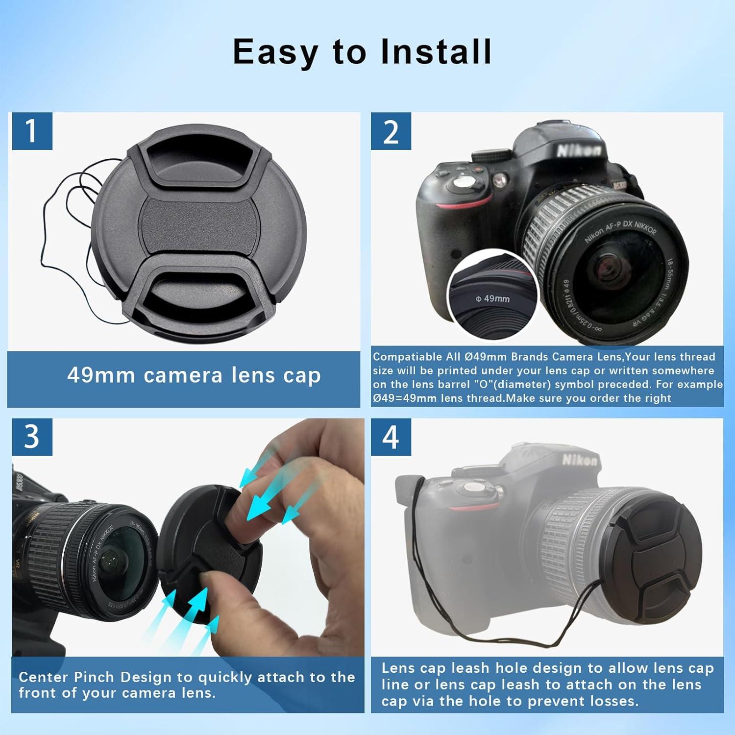 49mm Camera Lens Cap Compatible FE 35mm/2.8ZA(SEL35F28Z),E 16mmf/2.8(SEL16F 28) Lens and DFA100mm/2.8 Macro,FA28mmf/2.8,FA50mmf/1.4,10-17mmf/3.5-4.5ED Lens.(49mm Lens Cap)