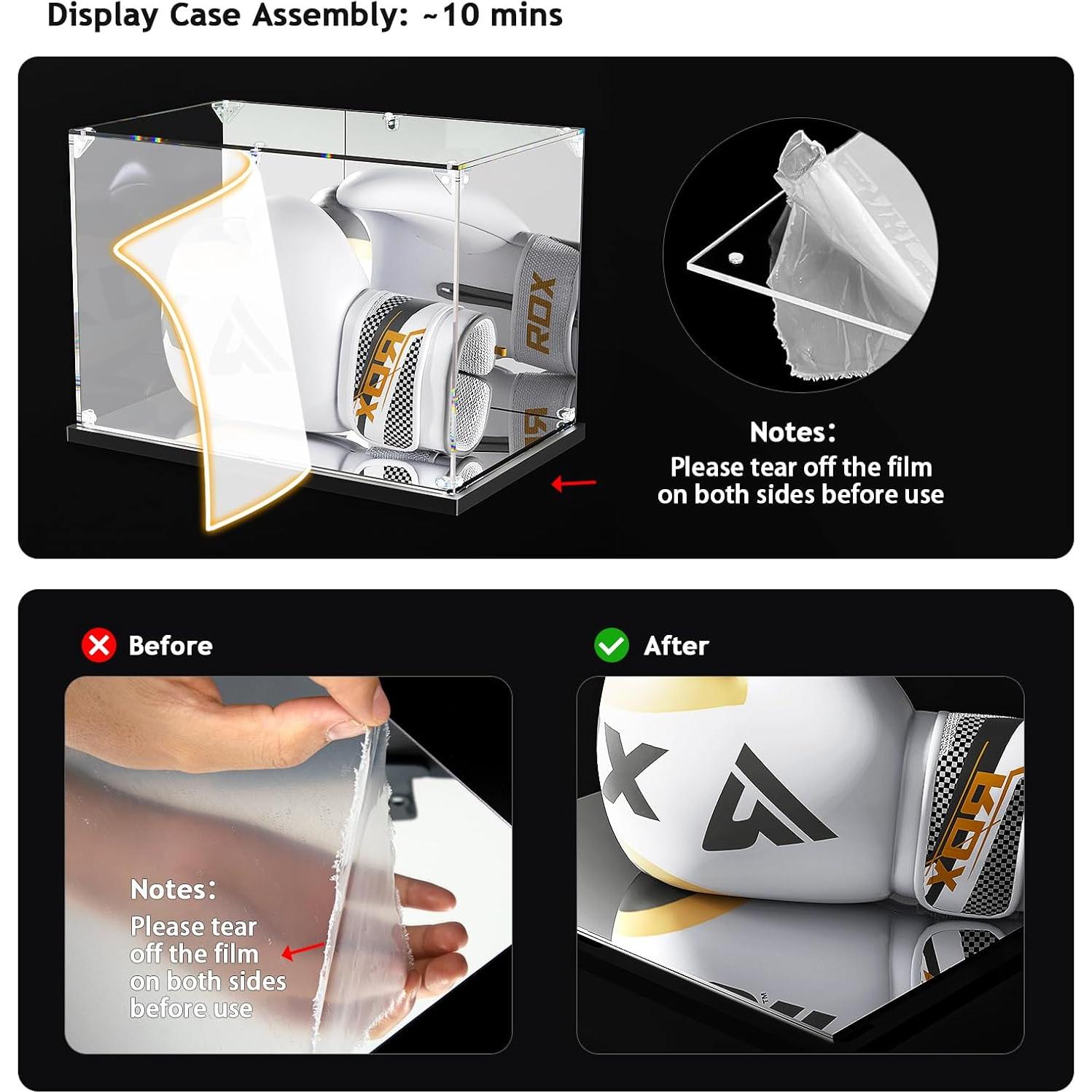 Caja de Exhibición Acrílica KOLIPI para Guantes de Boxeo 35x24x22 cm