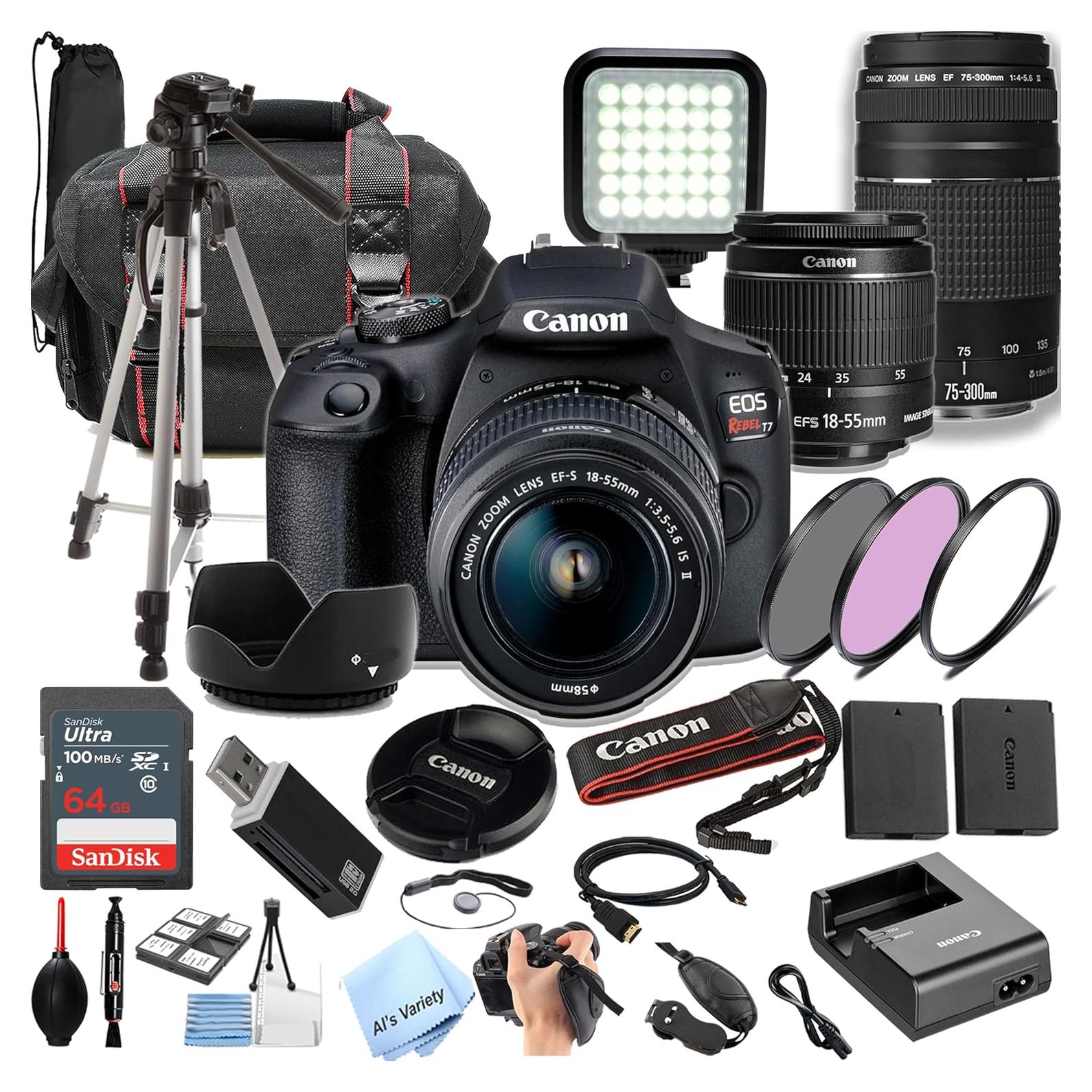 Cámara DSLR Canon EOS Rebel T7 + 2 Lentes + Accesorios