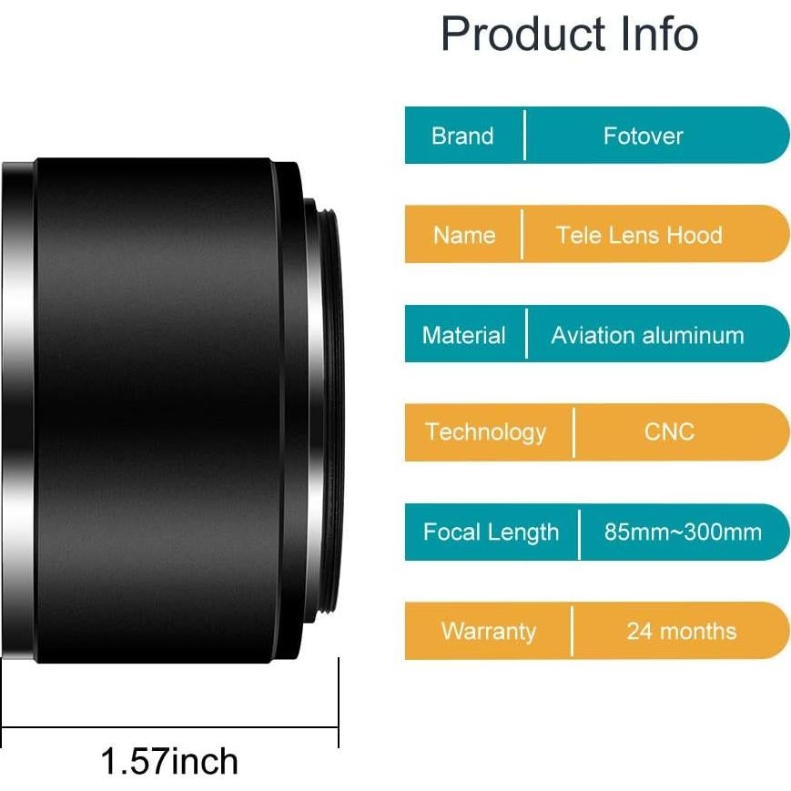 Capucha de Lente de Metal 58mm + Tapa de Lente 62mm + Paño