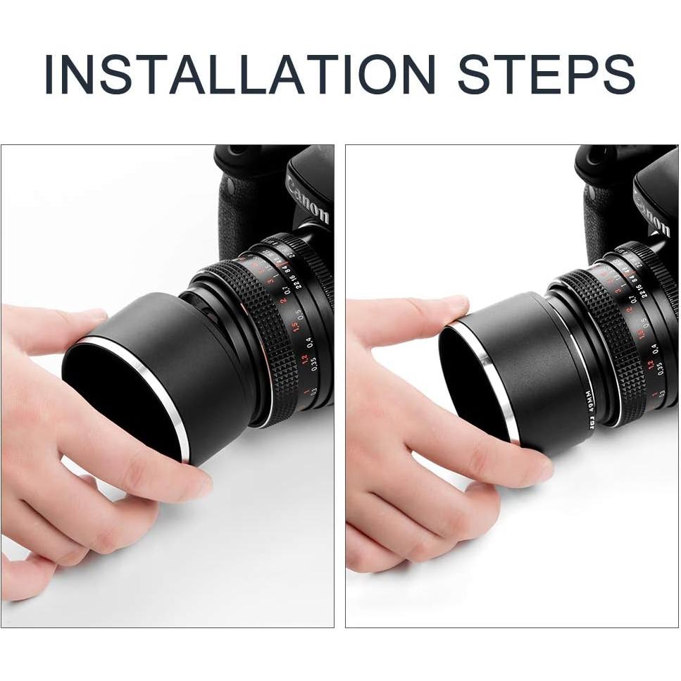 Capucha de Lente de Metal 58mm + Tapa de Lente 62mm + Paño