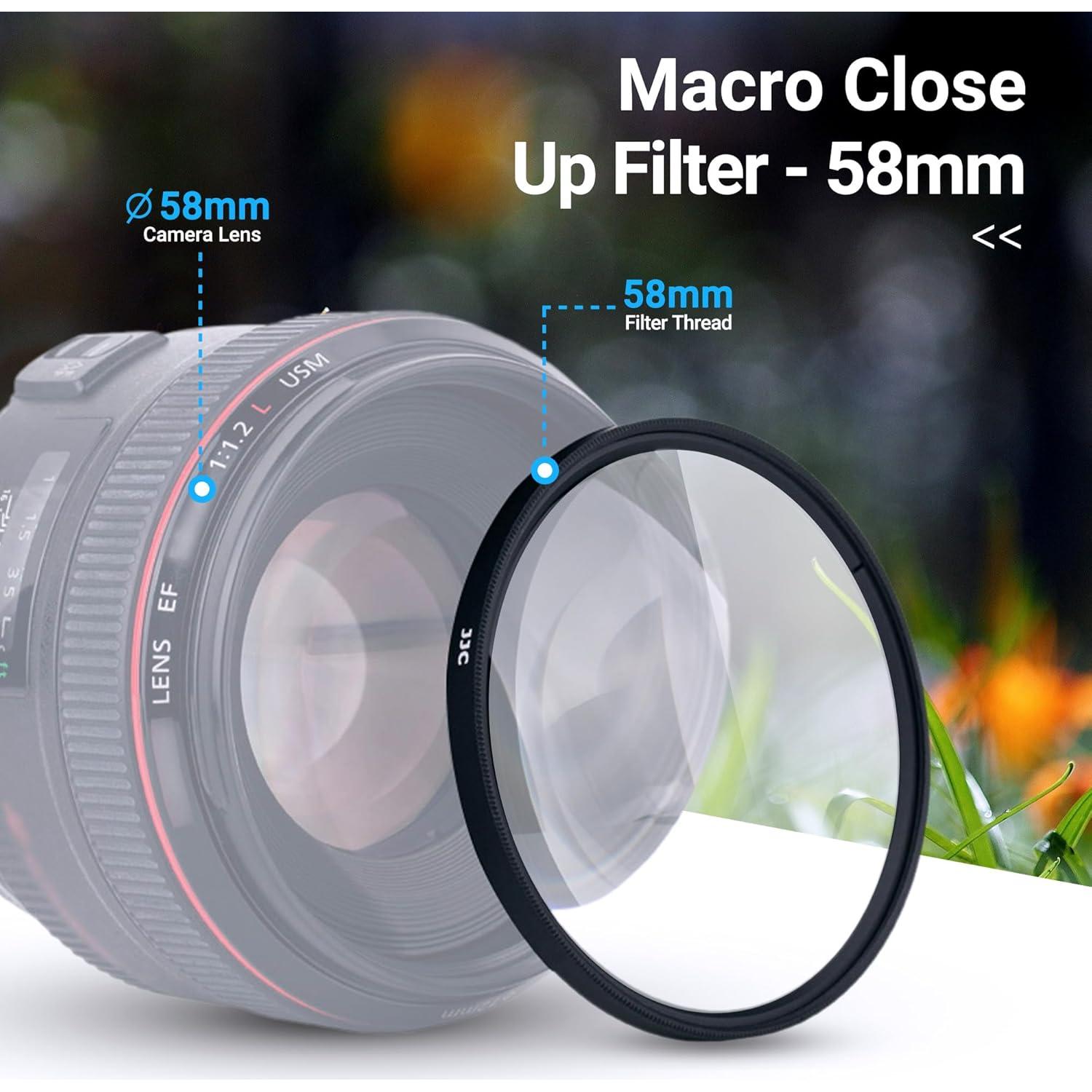 Juego de Filtros Macro Close-Up 58mm JJC (+2 +4 +8 +10) para Canon