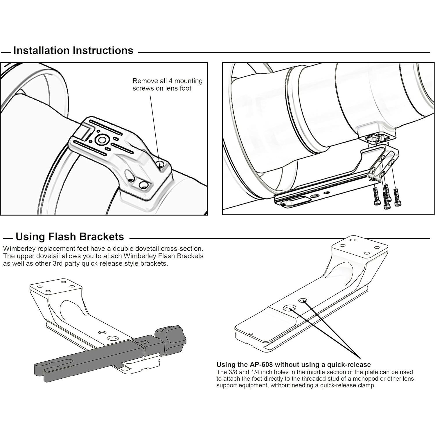 Pie de lente Wimberley AP-608 para Canon 800 f5.6 y Sigma 150-600