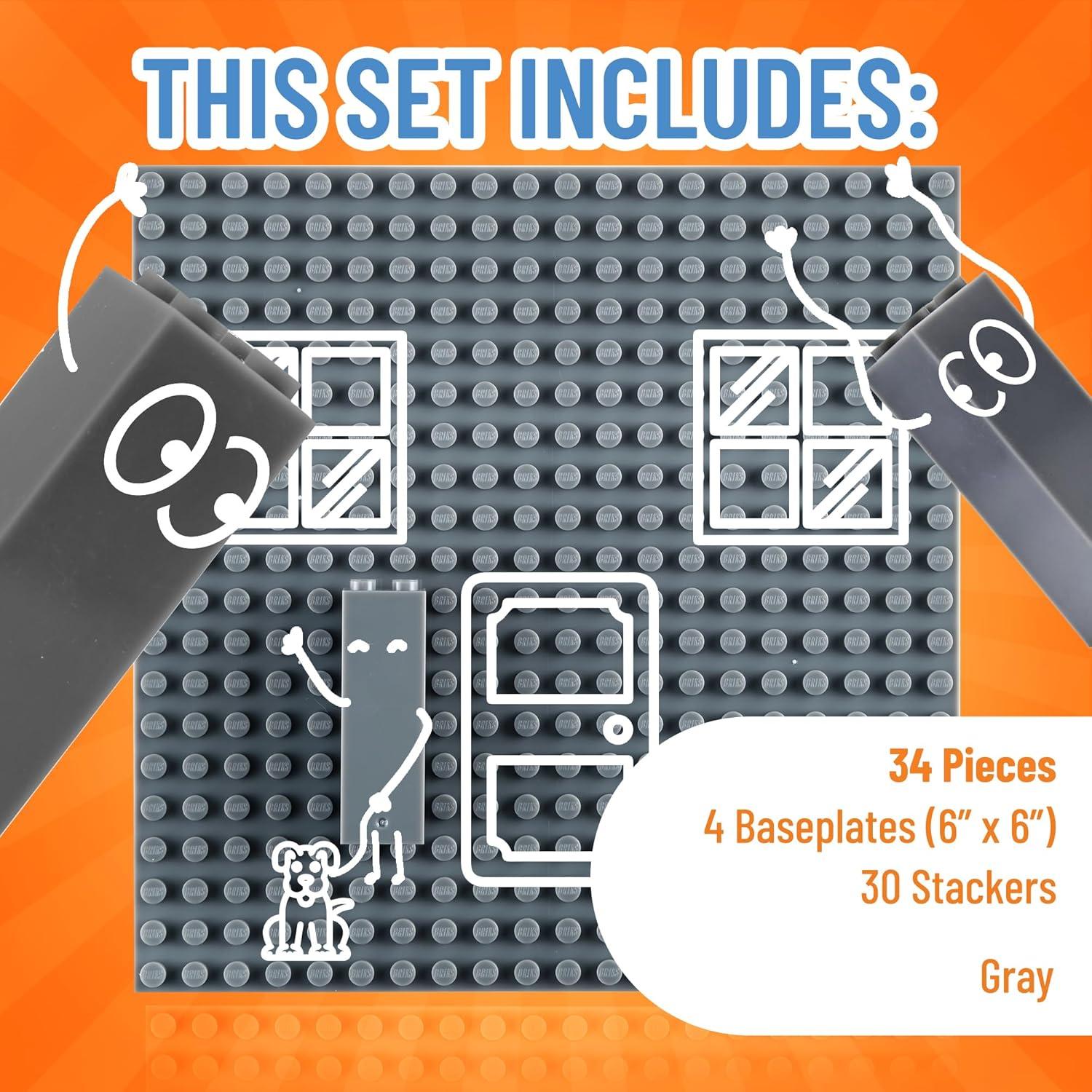 Placas Base Apilables Strictly Briks 4 Gris 15x15 cm