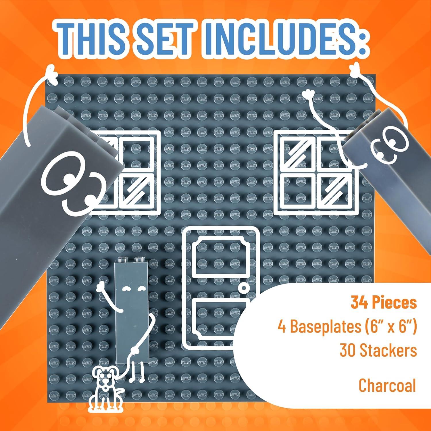 Placas Base Apilables Strictly Briks 4 Gris Carbón 15x15 cm