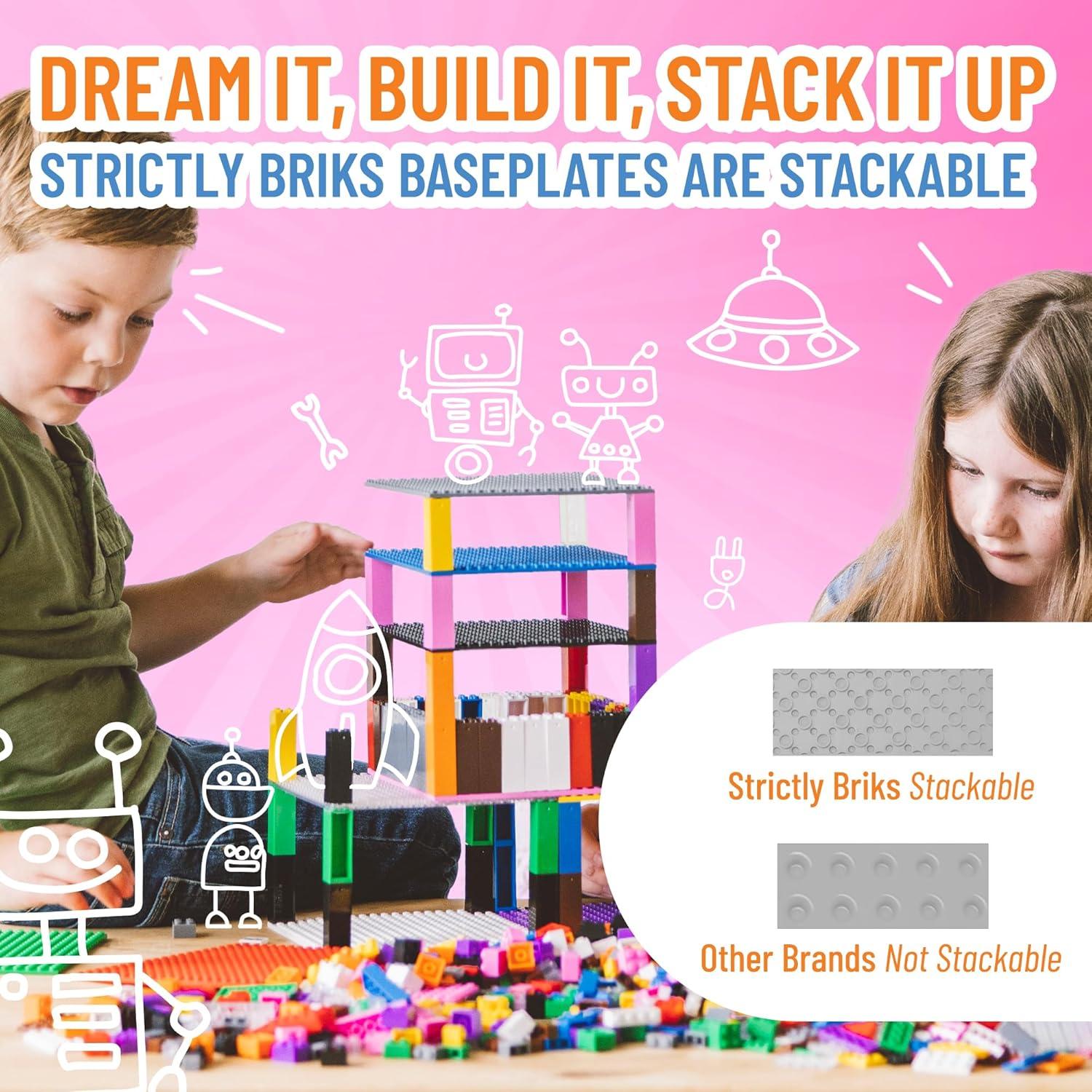 Placas Base Apilables Strictly Briks 4 Unidades Gris Claro