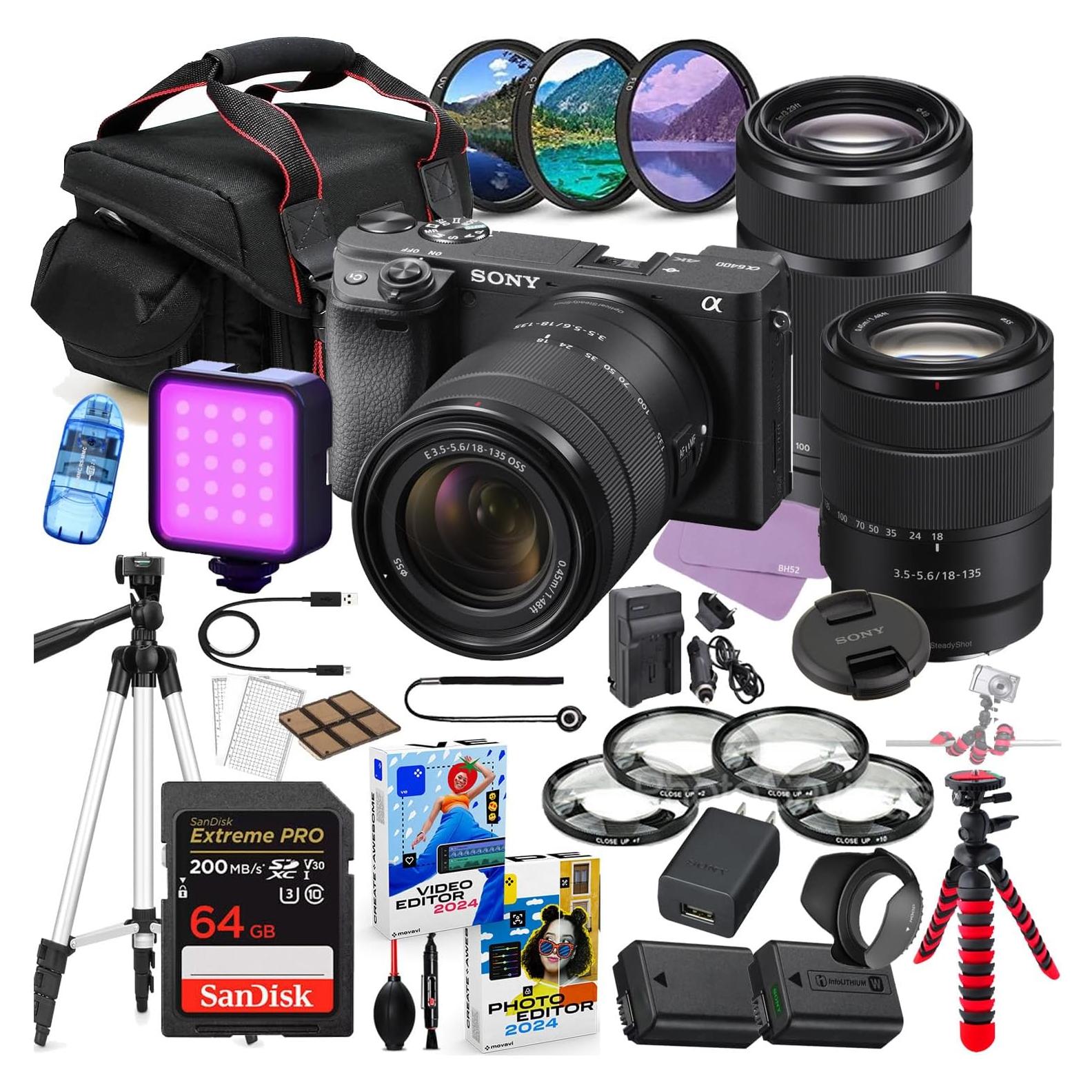 Cámara Sin Espejo Sony a6400 con Lentes 18-135mm y 55-210mm