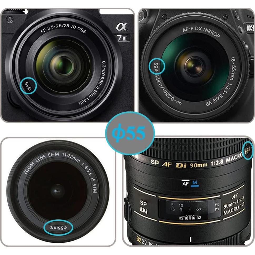 Tapa de lente 55mm Fire-Rock para Sony Alpha y Nikon