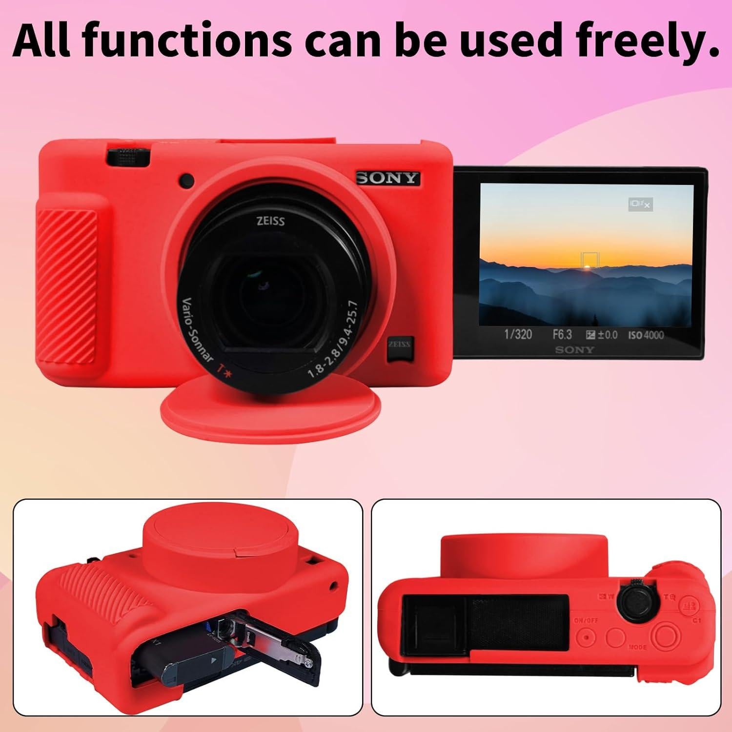 Funda de silicona para cámara Sony ZV-1 roja - Easy Hood