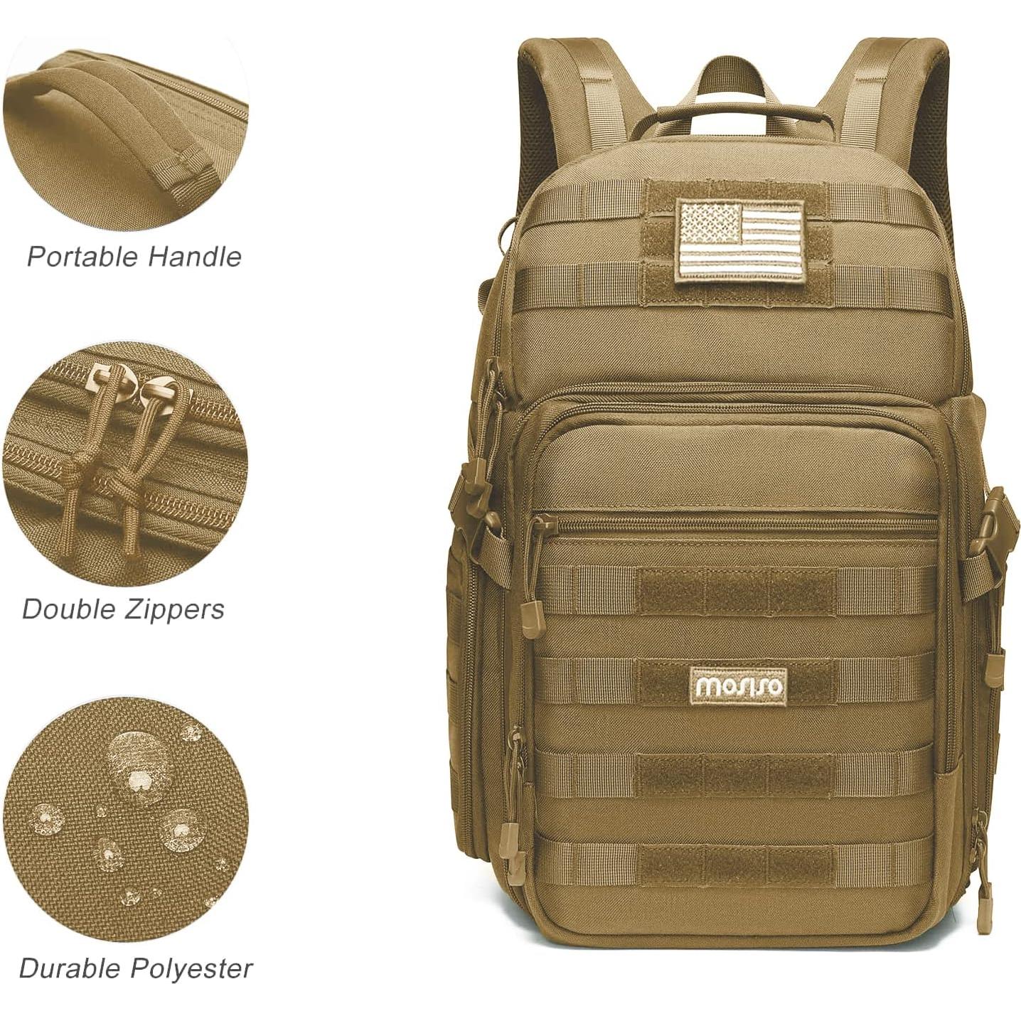 Mochila Táctica para Cámara MOSISO Caqui con Compartimento para Laptop