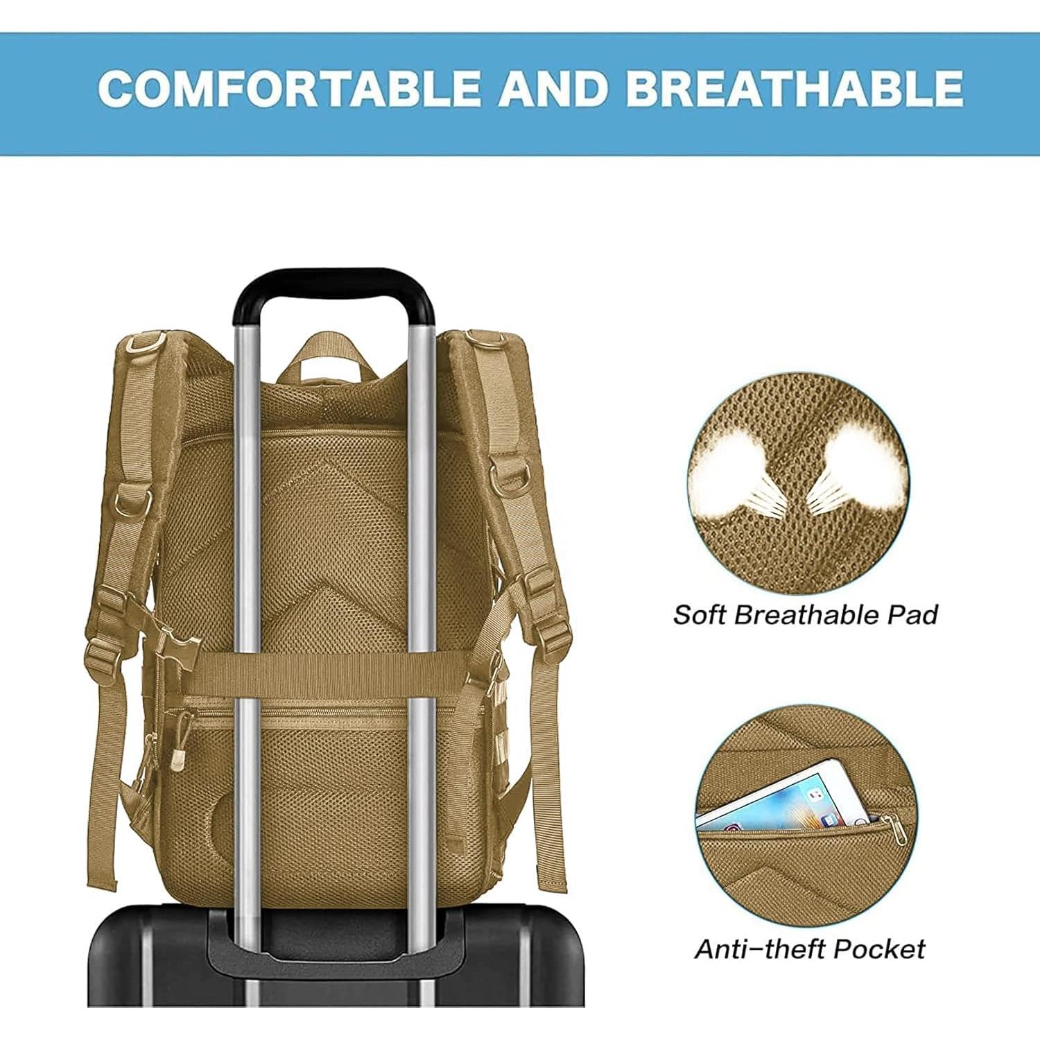 Mochila Táctica para Cámara MOSISO Caqui con Compartimento para Laptop