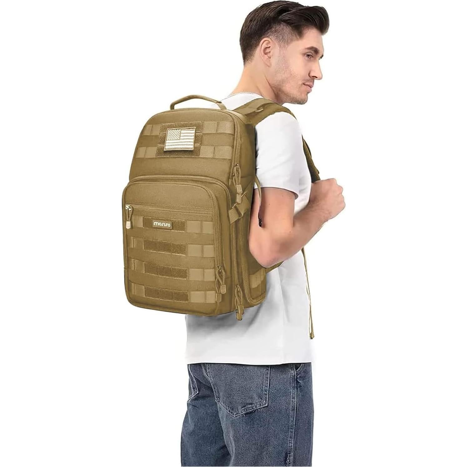 Mochila Táctica para Cámara MOSISO Caqui con Compartimento para Laptop