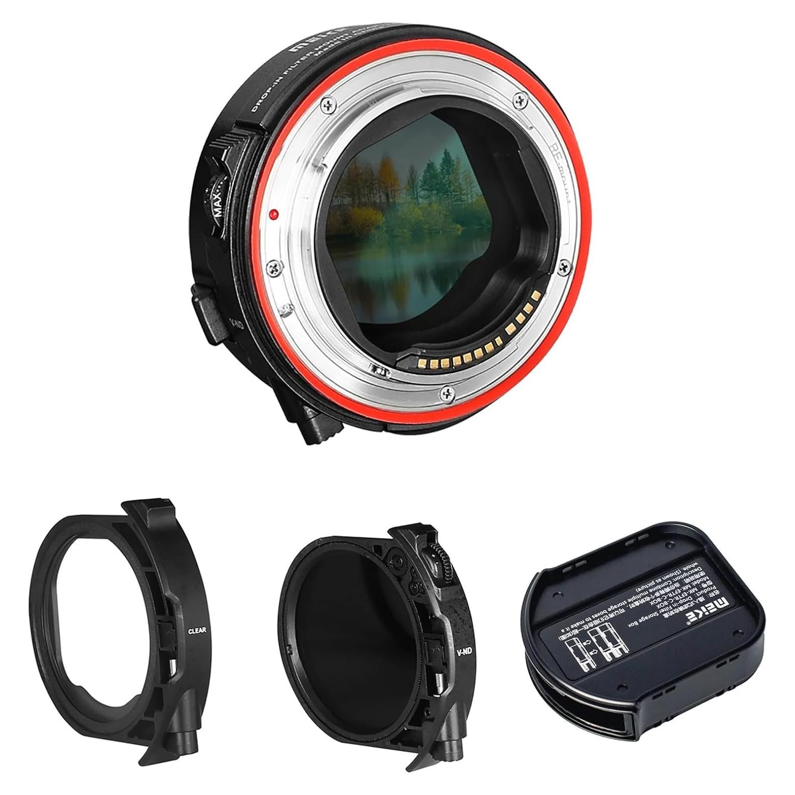 Adaptador Meike MK-EFTR-C con Filtros VND y UV para Canon EOS R
