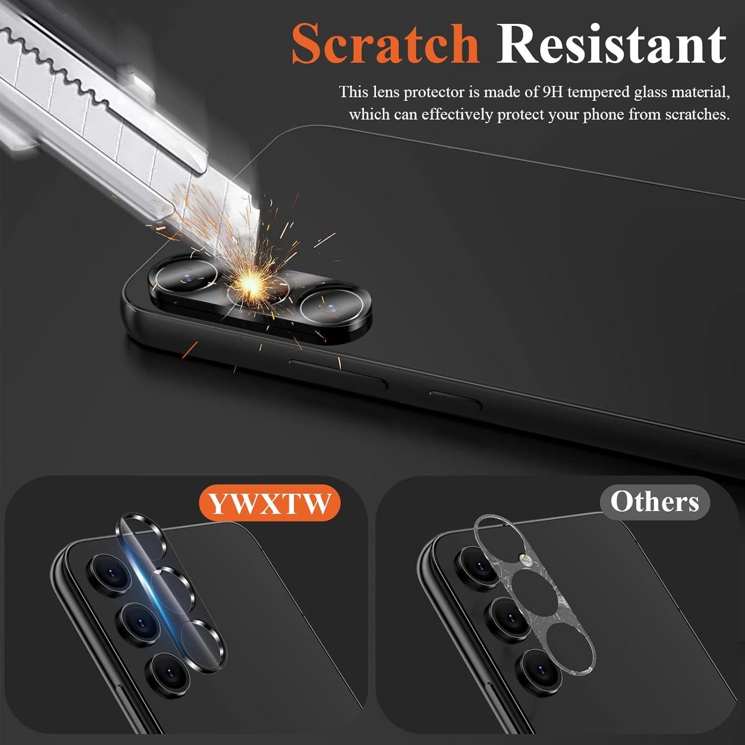 Paquete de 3 Protectores de Lente de Cámara YWXTW para Samsung Galaxy S24/S23/S23 Plus, Vidrio Templado 9H