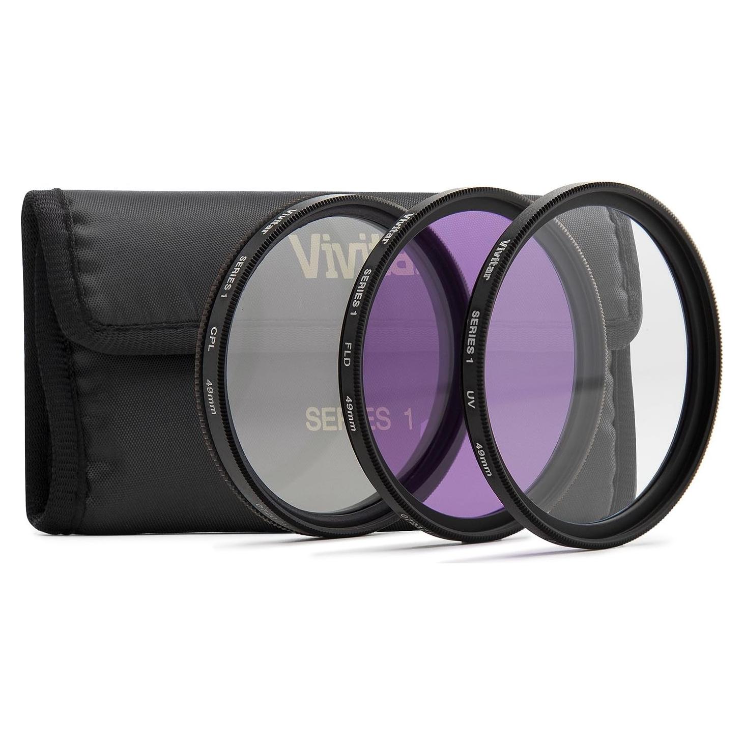 Kit de Filtros de Vidrio 3 Piezas Vivitar 49mm UV CPL FLD