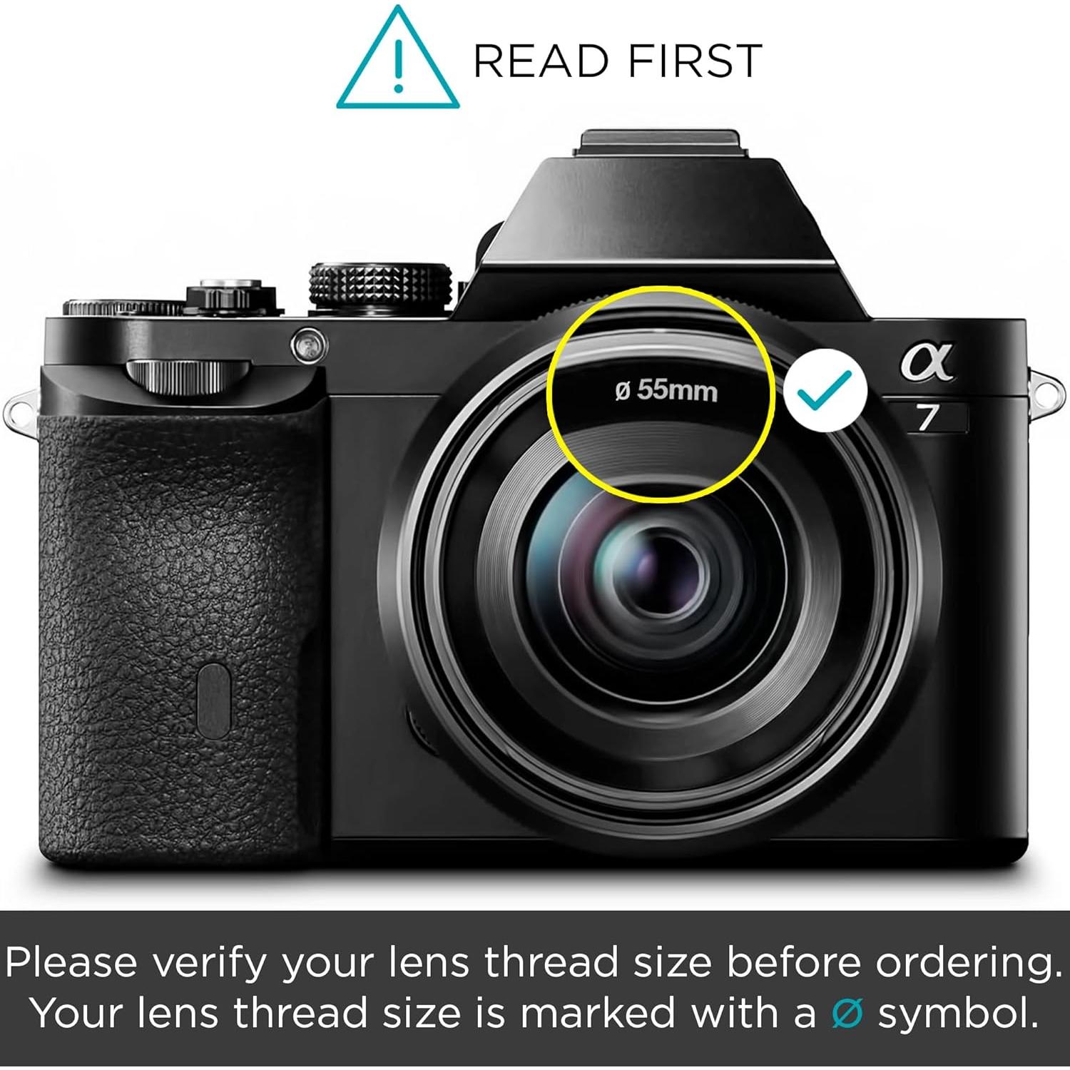 Tapa de lente 55mm Altura Photo - Paquete de 2 para Nikon y Sony