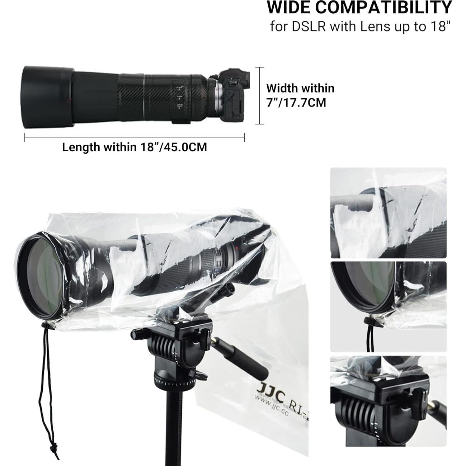 Funda de Lluvia para Cámara DSLR JJC + 6 Fundas para Trípode