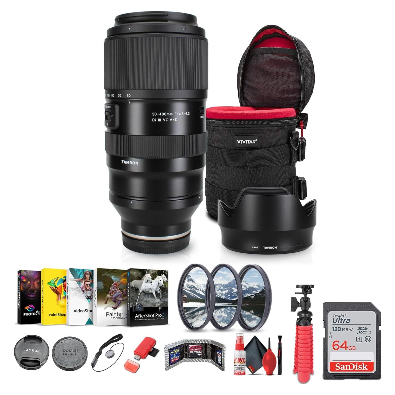 Lente Tamron 50-400mm f/4.5-6.3 Di III VC VXD para Sony E + Accesorios