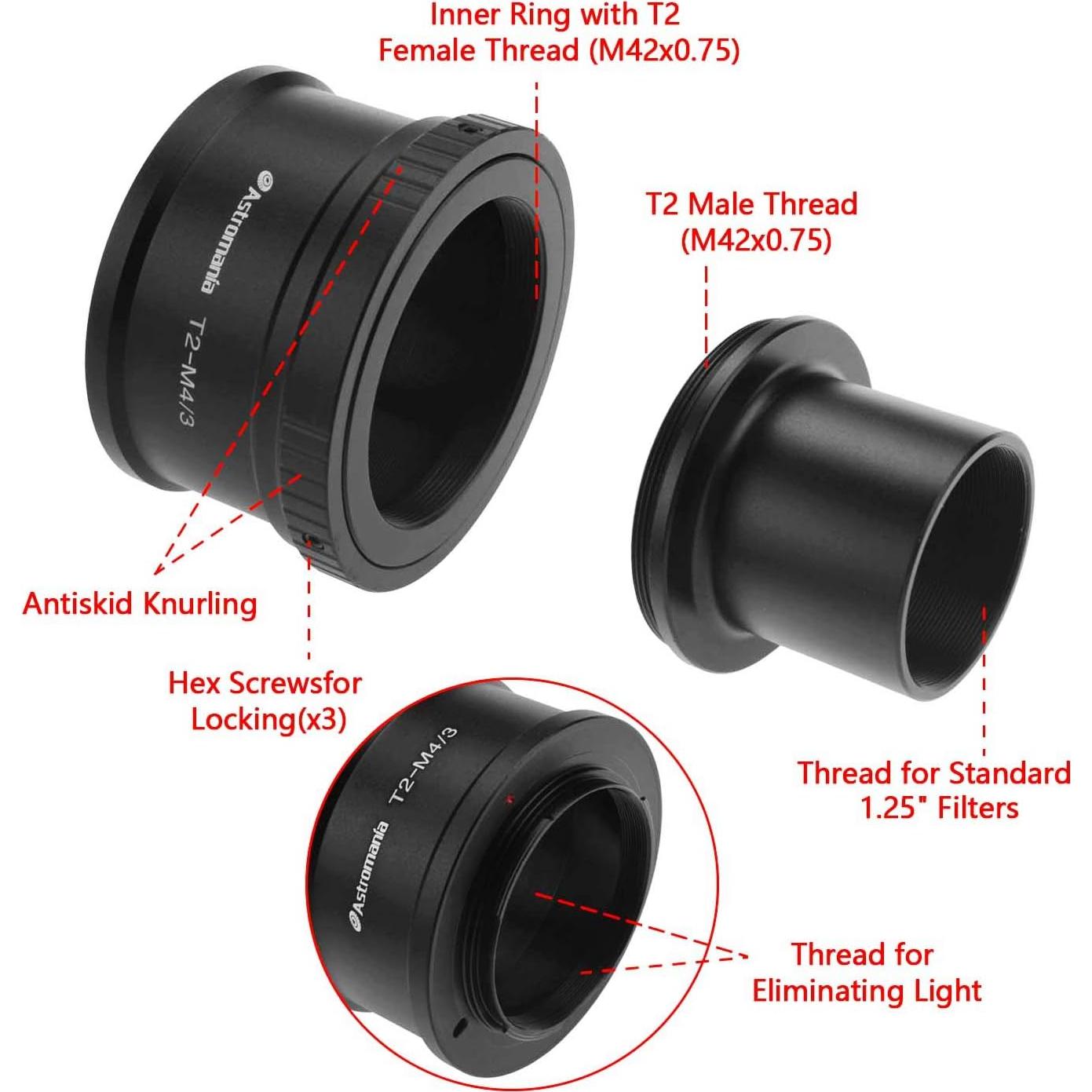 Adaptador Astromania T2 a M42 para Cámaras Olympus M4/3