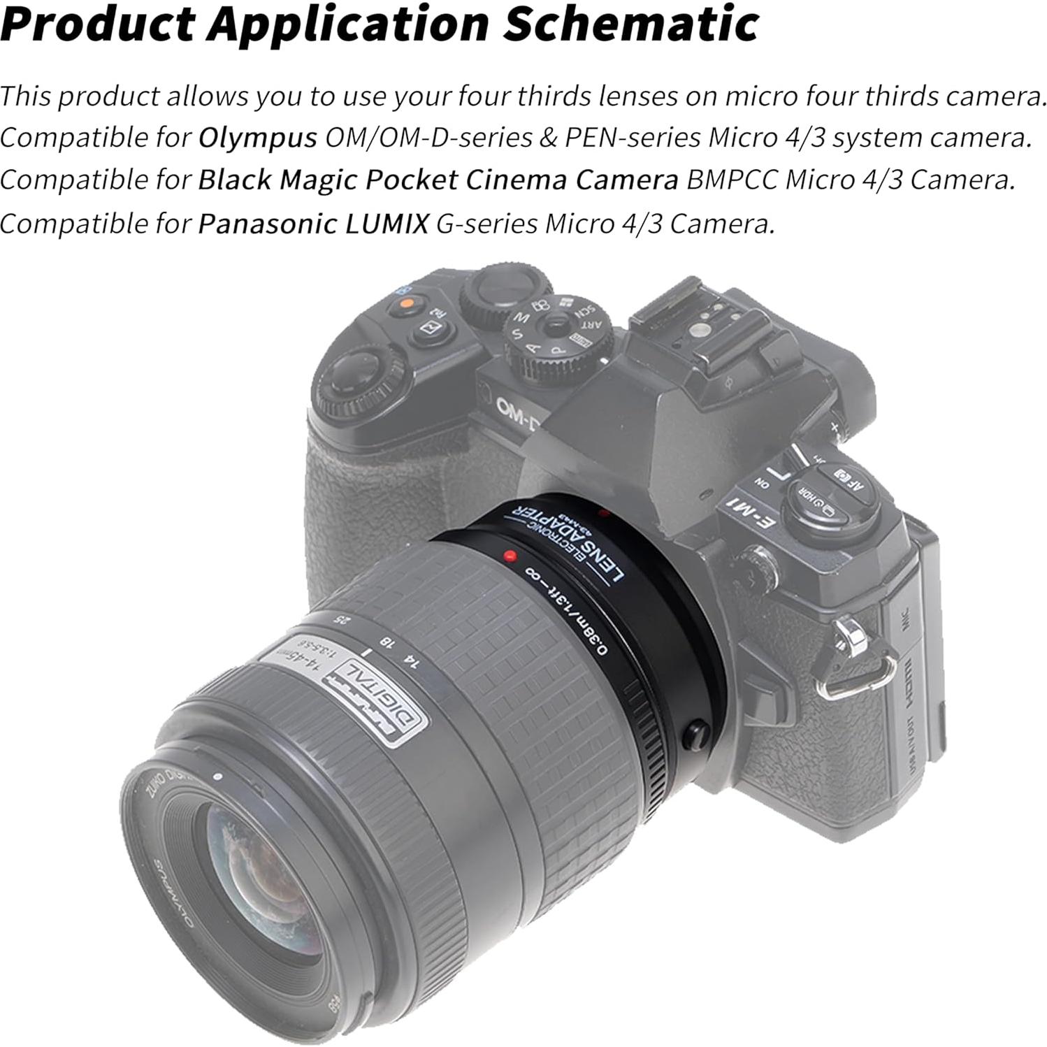 Adaptador de lente Fotga AF para 4/3 a Micro 4/3 Olympus Panasonic