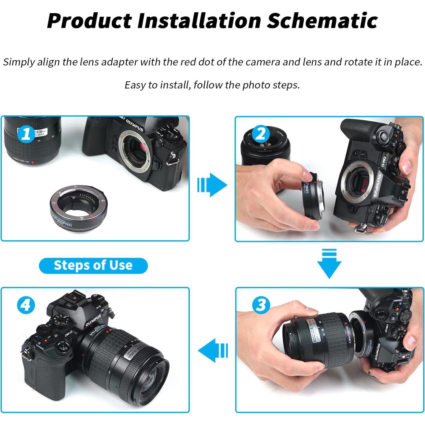 Adaptador de lente Fotga AF para 4/3 a Micro 4/3 Olympus Panasonic