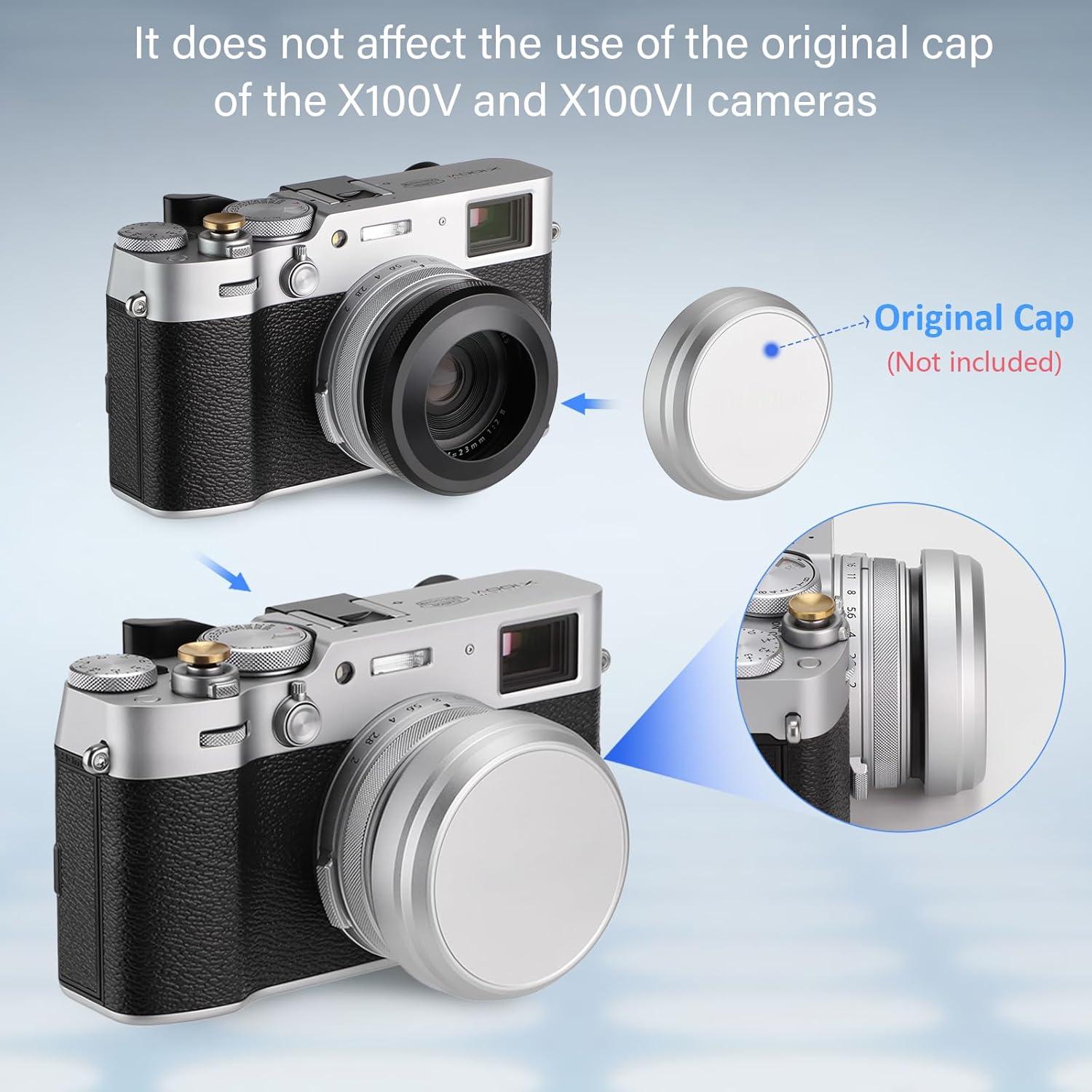 Capucha de Lente Haoge LH-X51B + Anillo Adaptador para Fujifilm X100V/X100VI