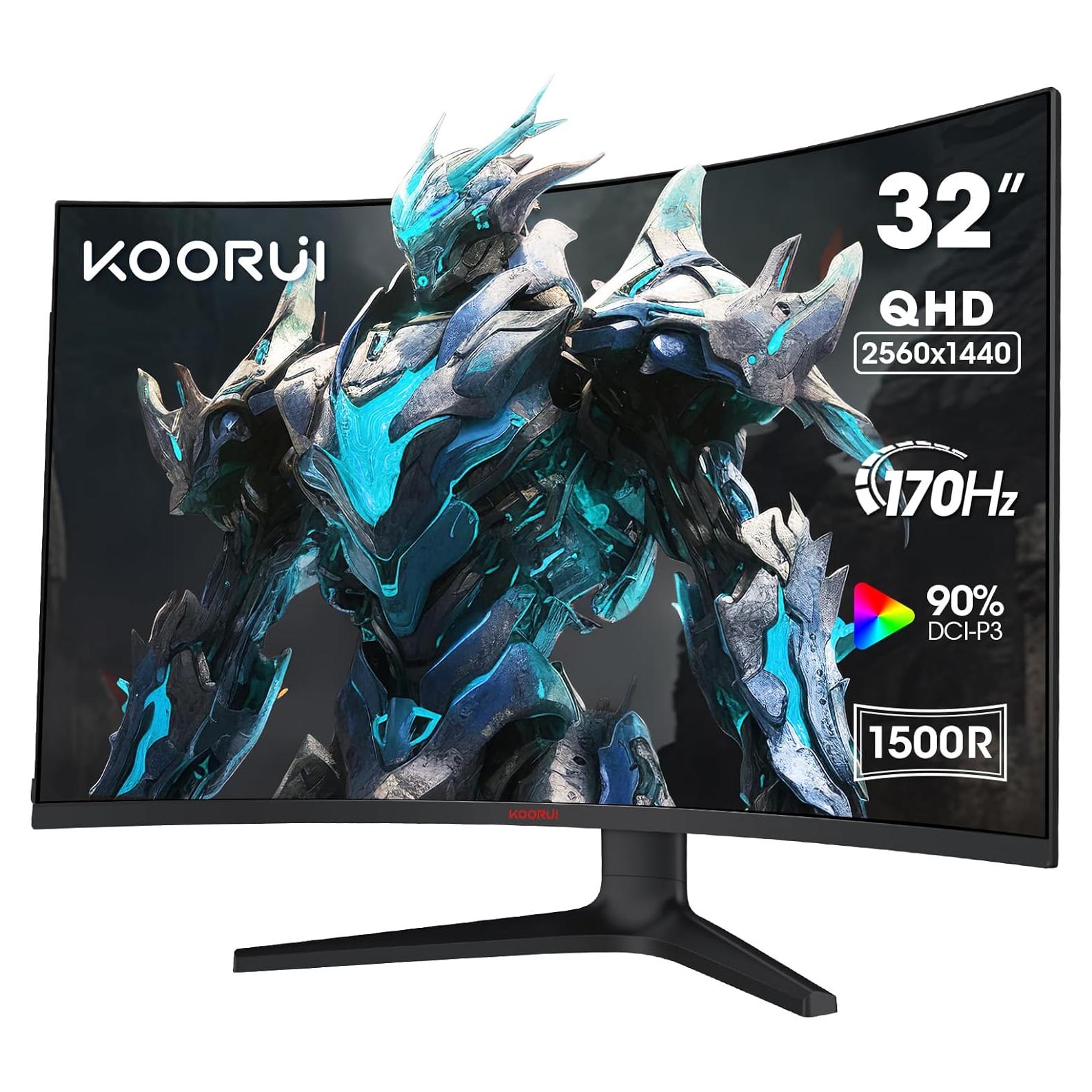 Monitor Curvo KOORUI 32" QHD 170Hz 1ms HDR10 Ajustable