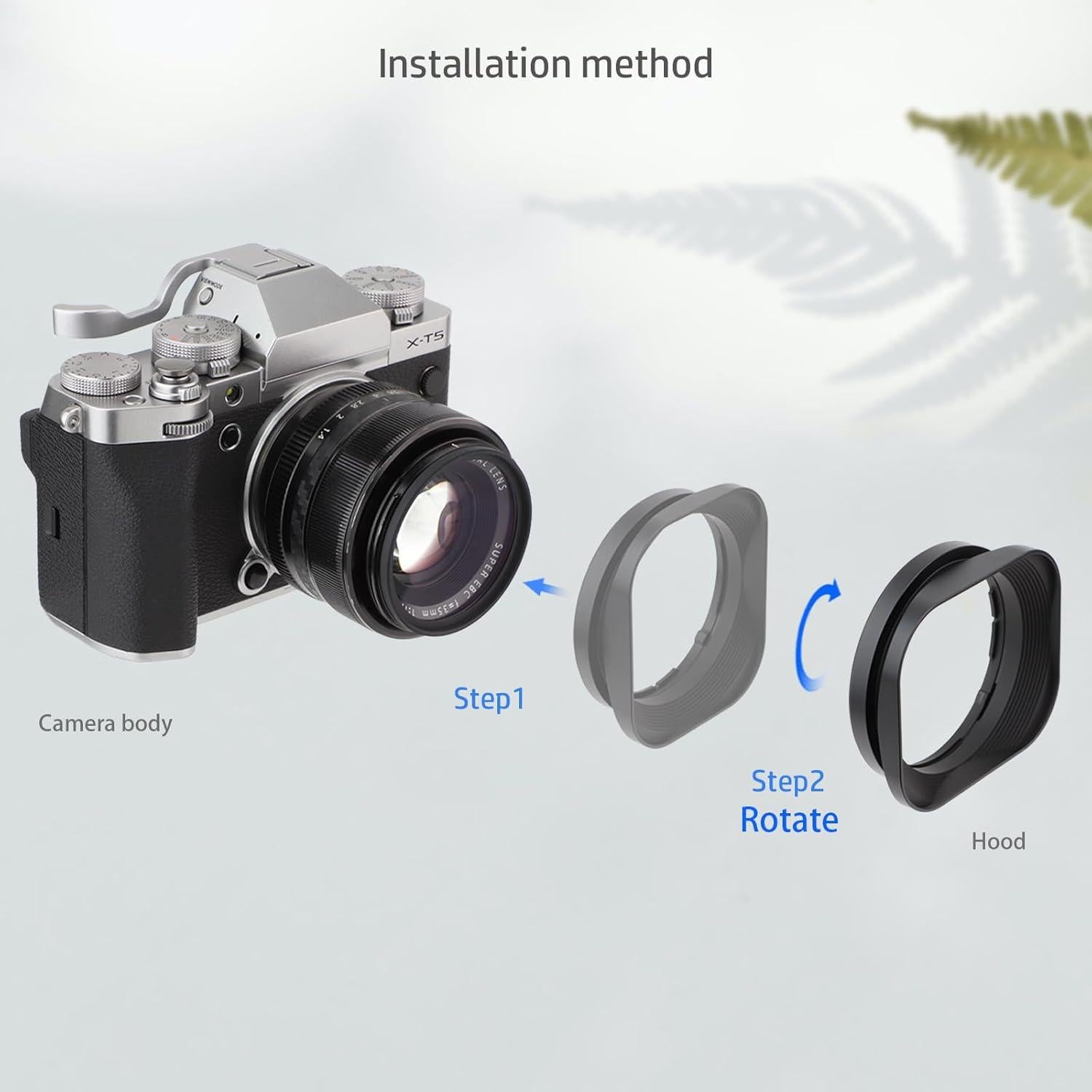 Capucha de Lente Metálica Cuadrada Haoge LH-X53 para Fujifilm