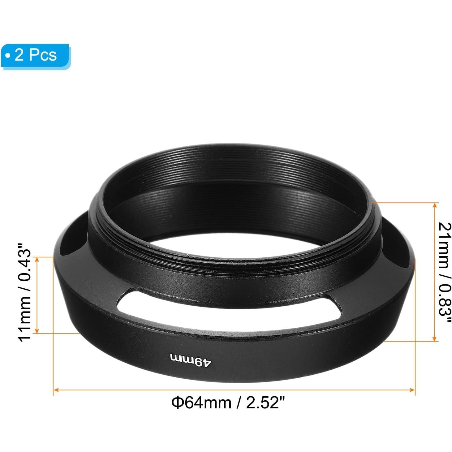 Capucho de Lente PATIKIL 49mm Antirreflectante 2 Pcs Negro