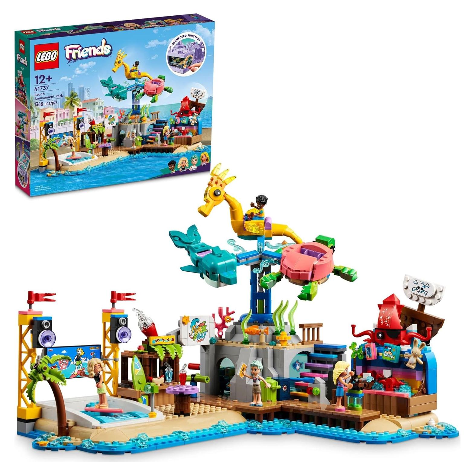 LEGO Friends Parque Diversiones Playa 41737 con Carrusel y Olas