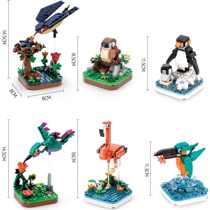Bloques de Construcción Aves Apostrophe 876 Piezas 6 Modelos