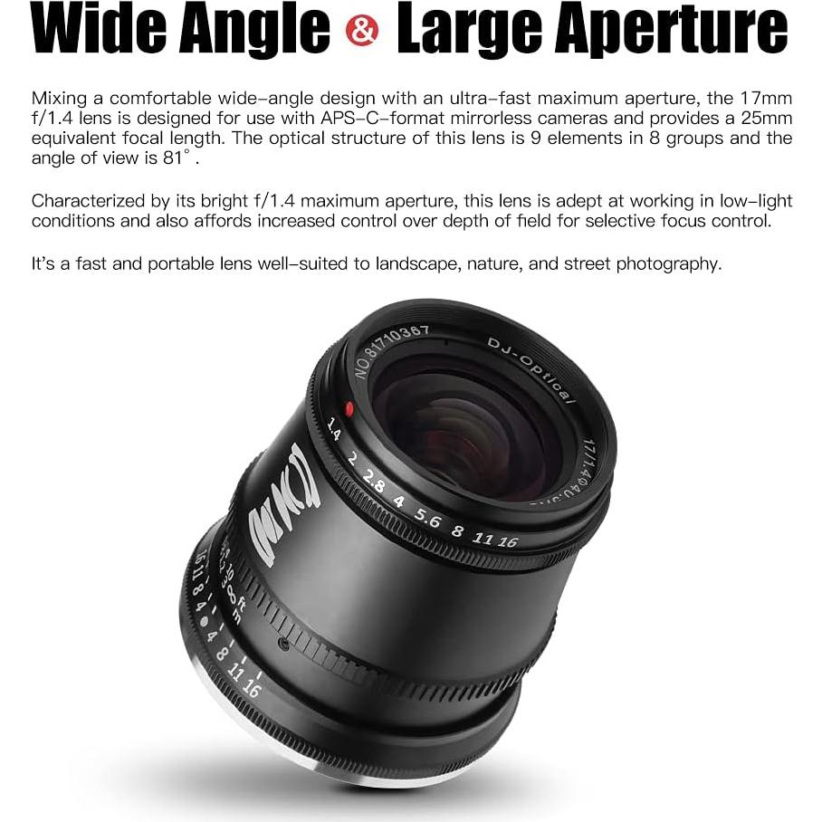 Lente TTArtisan 17mm F1.4 APS-C Enfoque Manual Fuji X