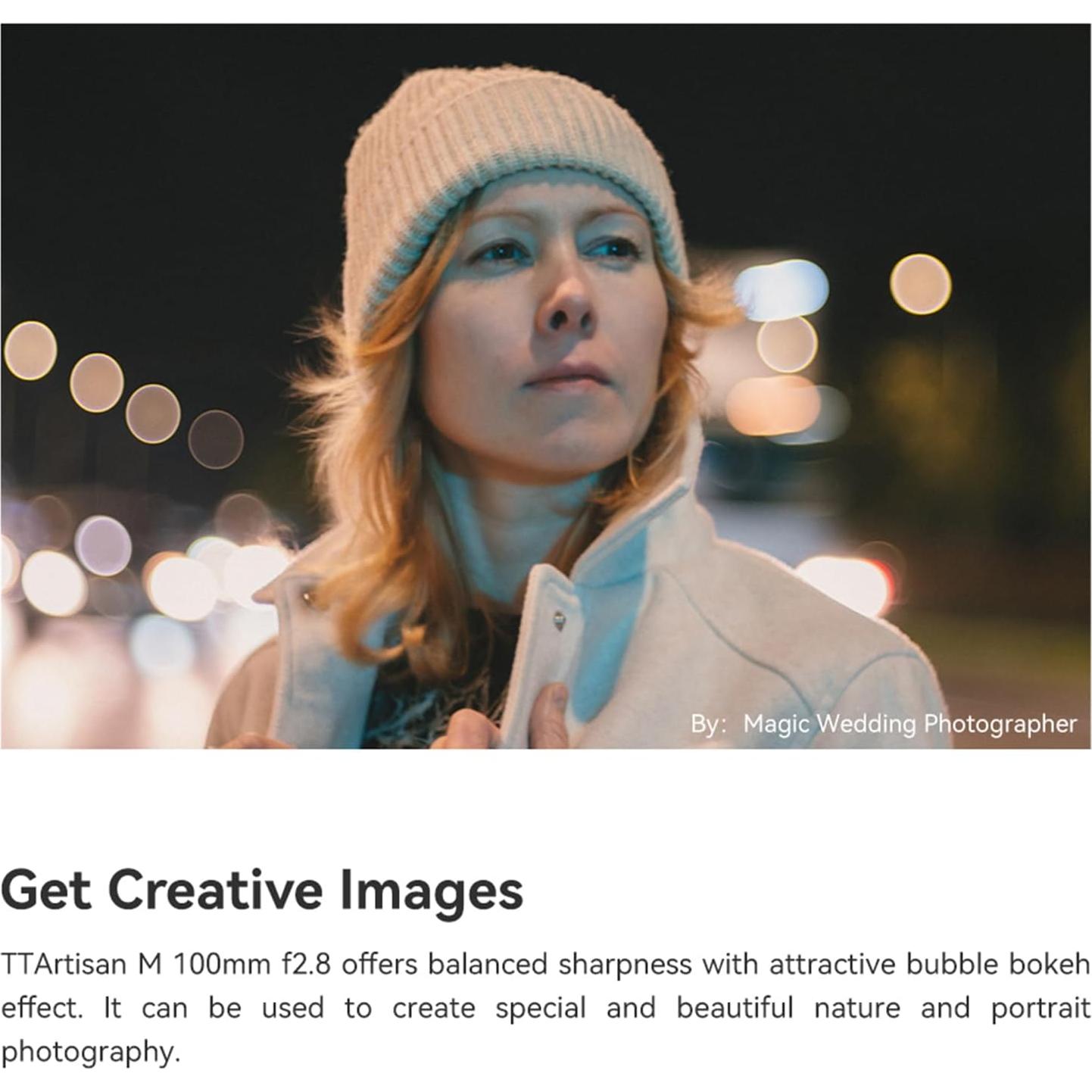 Lente TTArtisan 100mm F2.8 Bokeh de Burbuja para Montura M