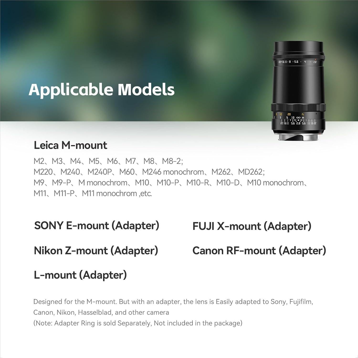 Lente TTArtisan 100mm F2.8 Bokeh de Burbuja para Montura M