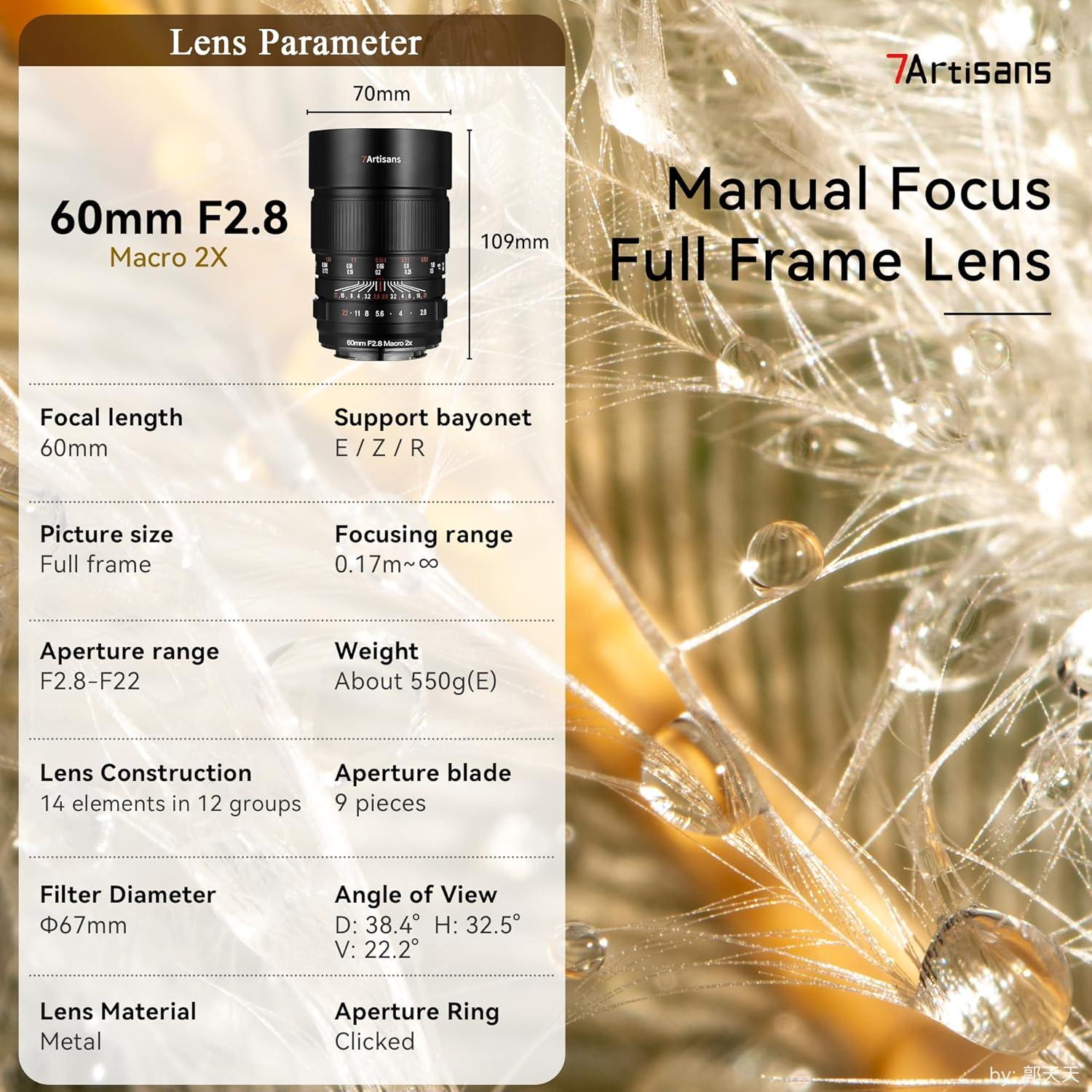 Lente Macro 60mm F2.8 2X 7artisans para Cámara Sony E