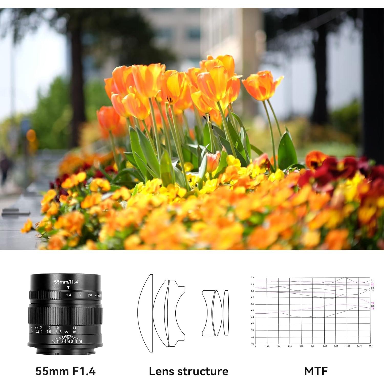 Lente 7artisans 55mm F1.4 APS-C Montura M4/3 Enfoque Manual