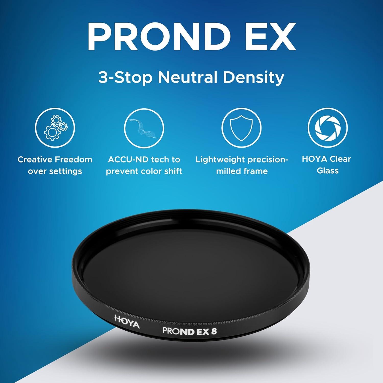 Filtro ND Hoya PRO ND-EX 82mm ND8 - Control de exposición preciso