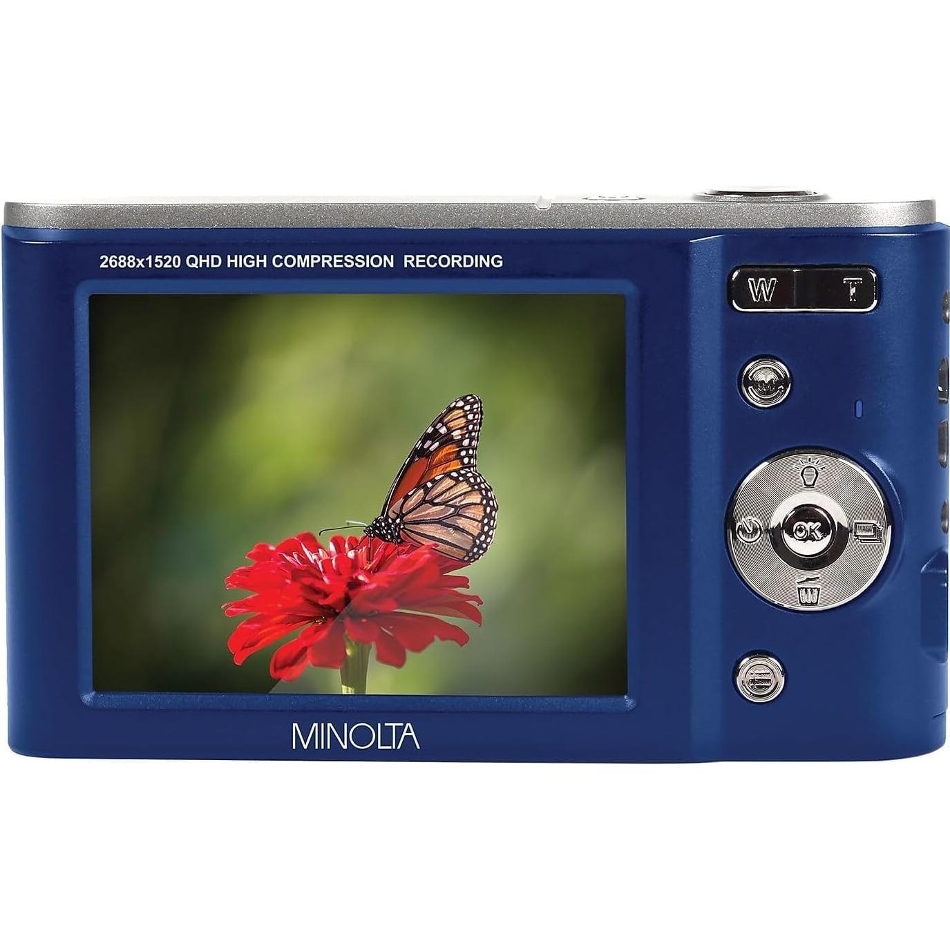 Cámara Digital Minolta MND20 44 MP 2.7K Azul + Accesorios