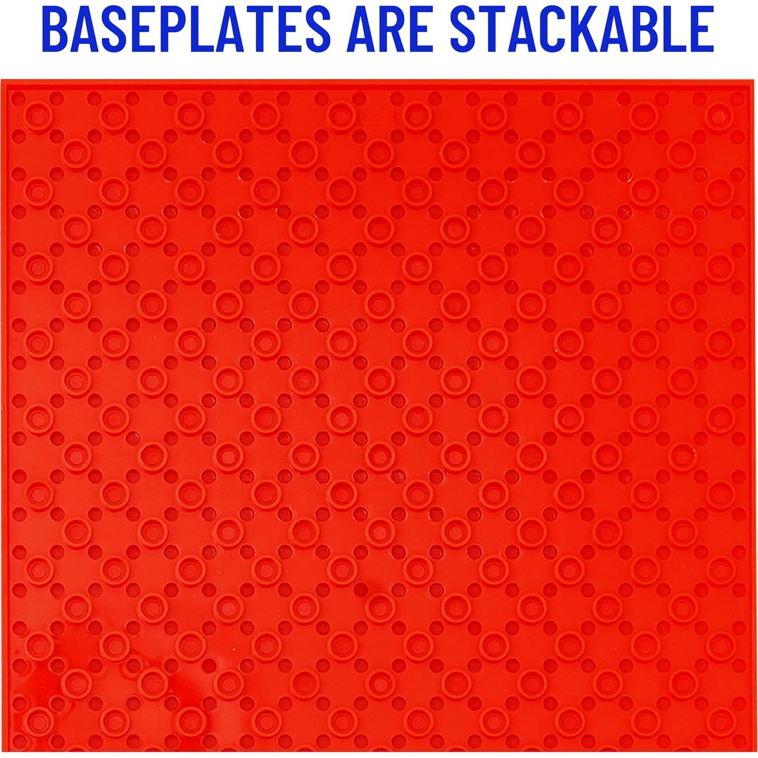 Strictly Briks 4 Pack Classic Baseplates 10x10 in, Stackable Building Plates with 32 x 32 Studs, Mats, Bases, Boards, Sheets 100% Compatible with All Major Brands, Basic Colors