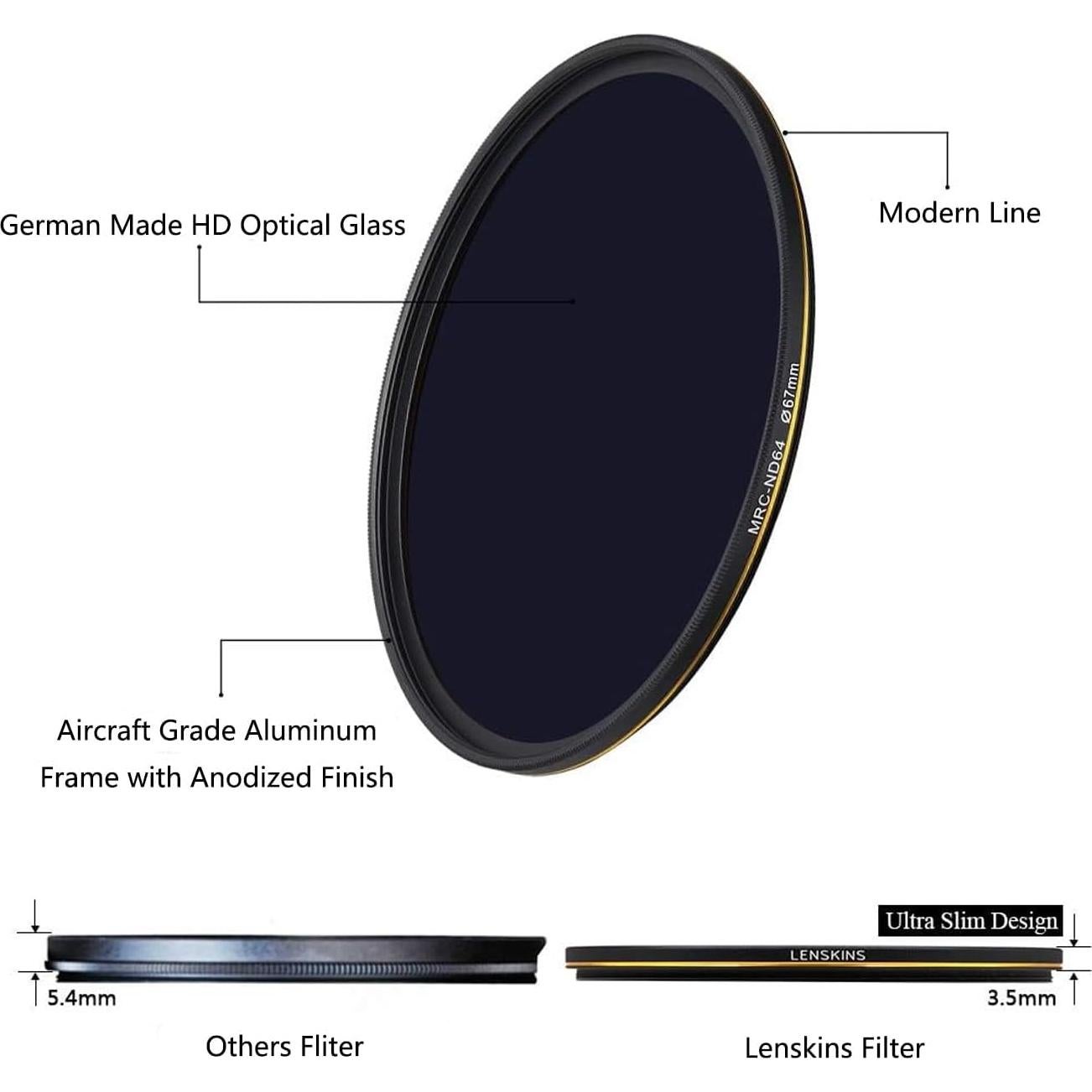 Filtro ND64 67mm LENSKINS Densidad Neutra 6 Pasos