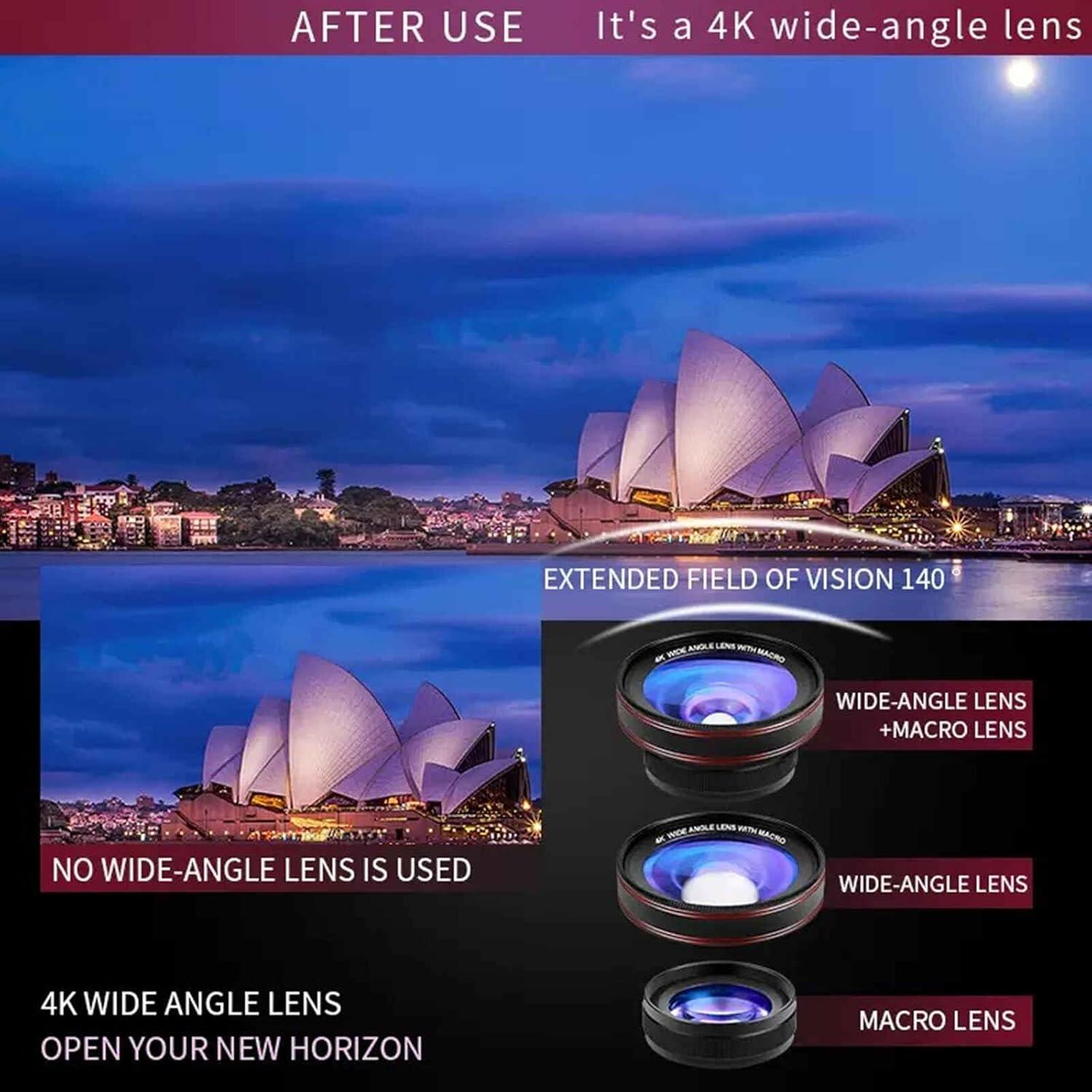 Kit de Lentes para Smartphone 4K HD - Gran Angular 0.45X y Macro 15X