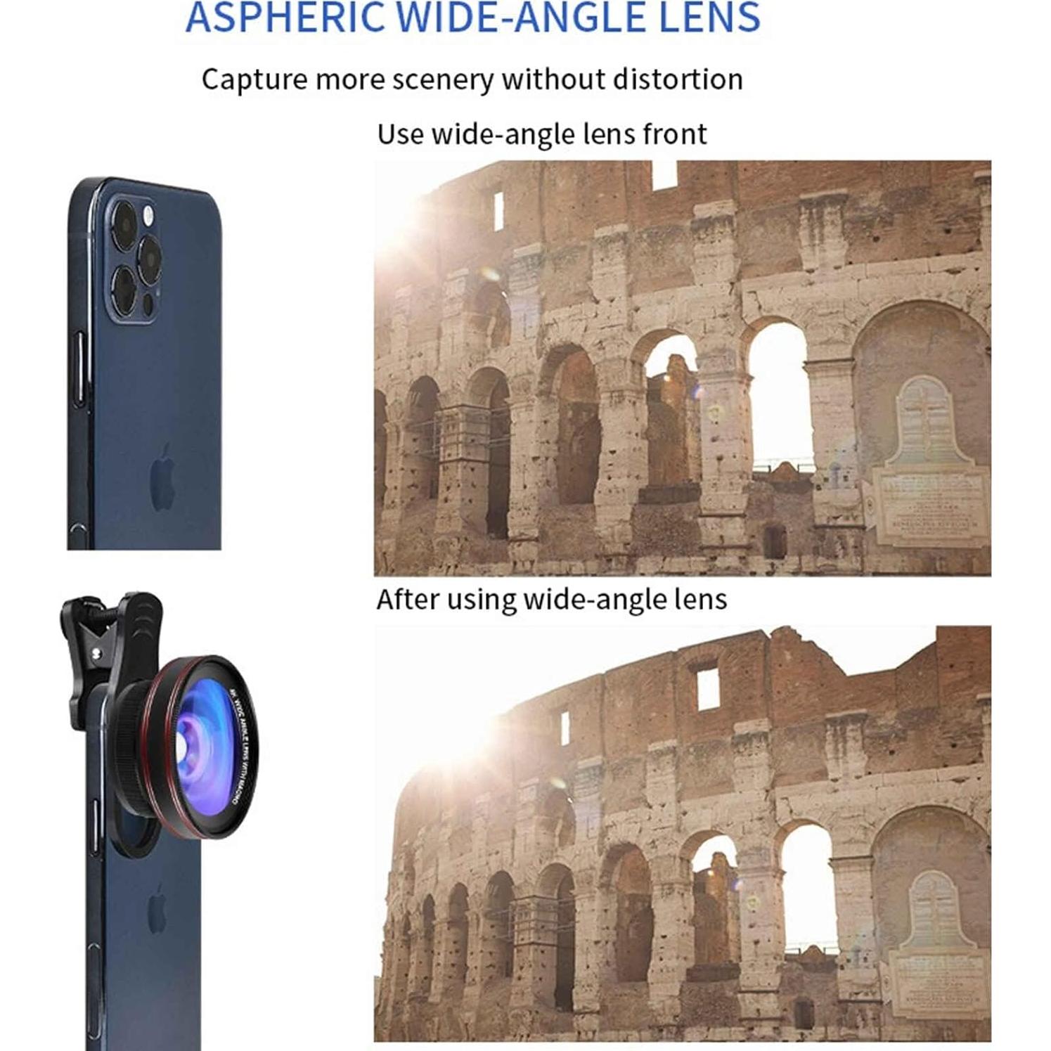 Kit de Lentes para Smartphone 4K HD - Gran Angular 0.45X y Macro 15X