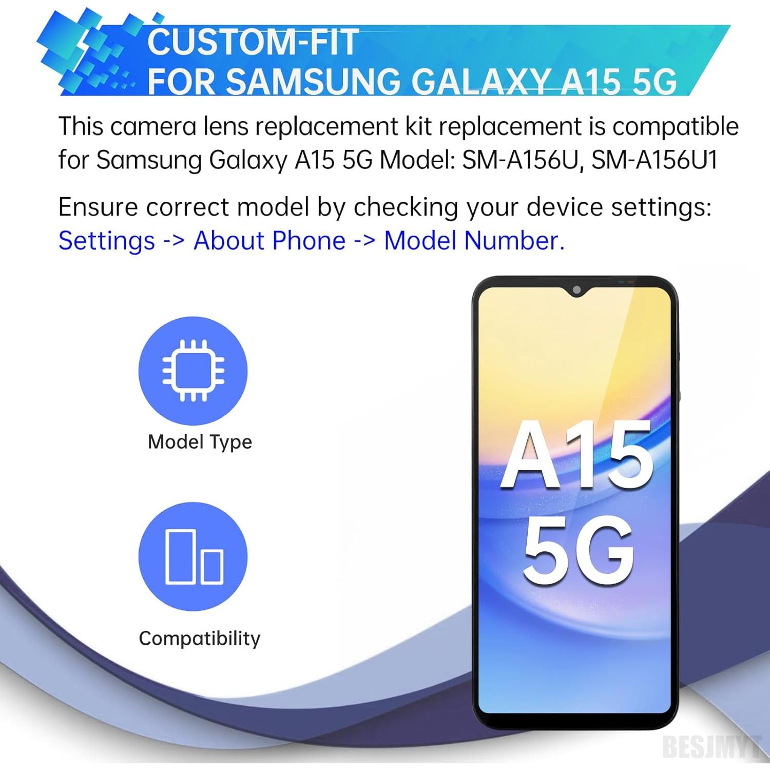 Reemplazo Lente de Cámara Trasera Samsung Galaxy A15 5G - Kit Completo