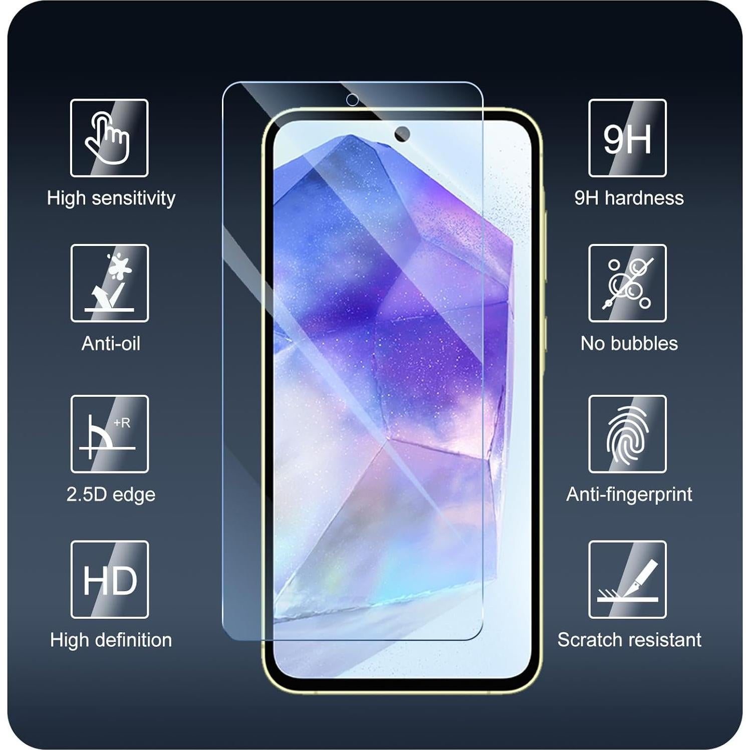 Protector de Pantalla y Lente para Samsung Galaxy A55 - 3 Piezas