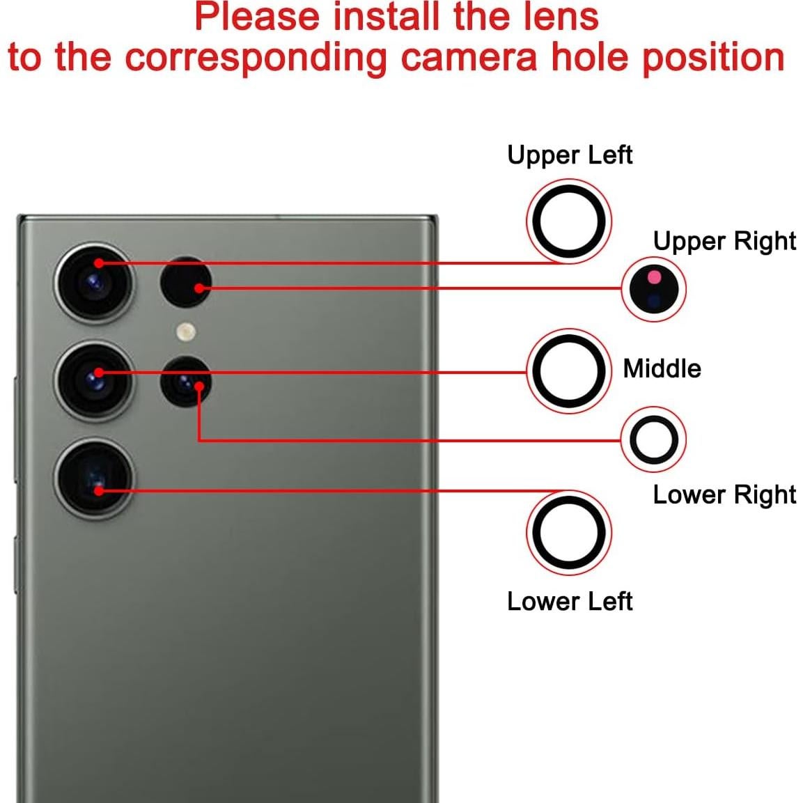 2 Juegos de Lentes de Reemplazo para Cámara Samsung Galaxy S24 Ultra