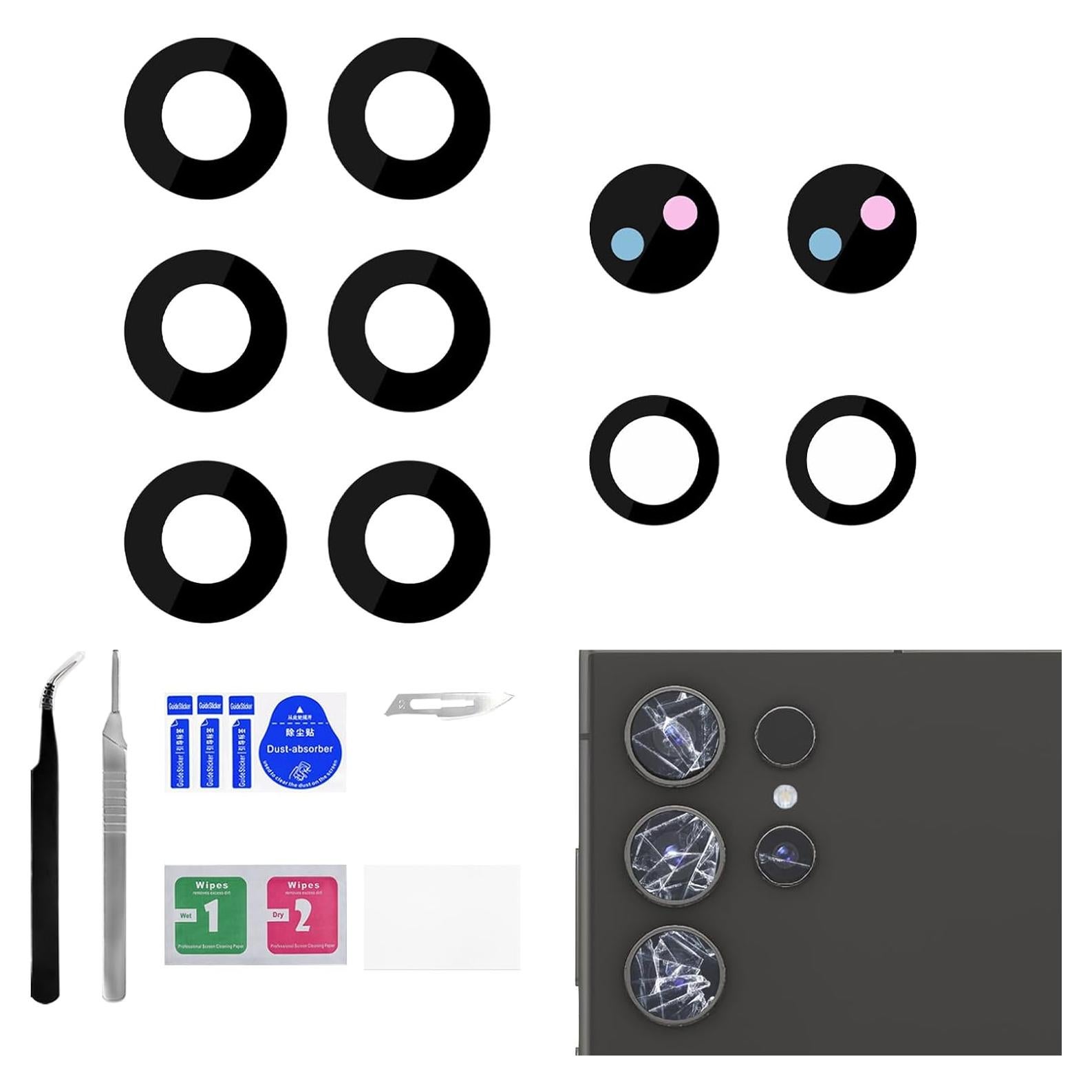 Reemplazo Lente Cámara Trasera Samsung Galaxy S24 Ultra - Kit Completo