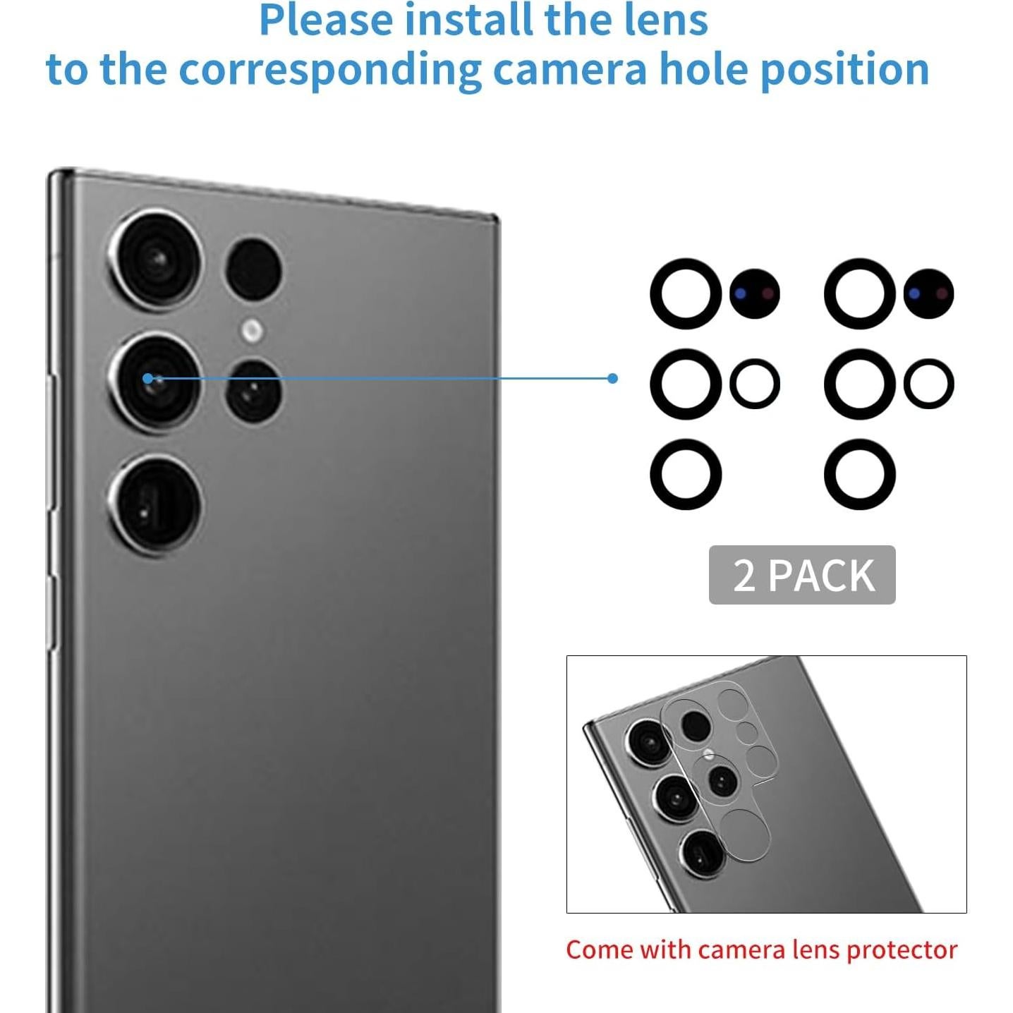 Kit de Reemplazo de Cristal de Lente de Cámara Samsung S24 Ultra